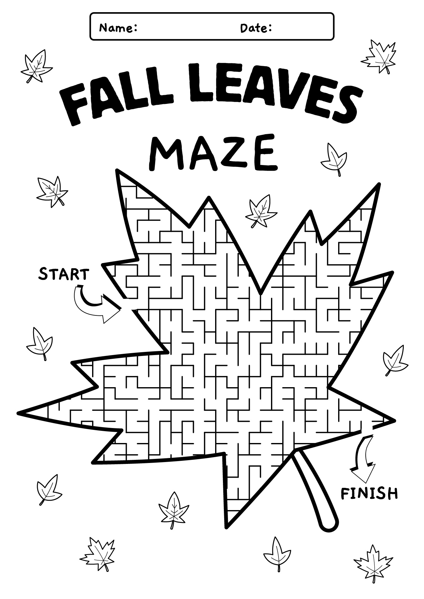 Fall Leaf Labyrinth Activity Sheet