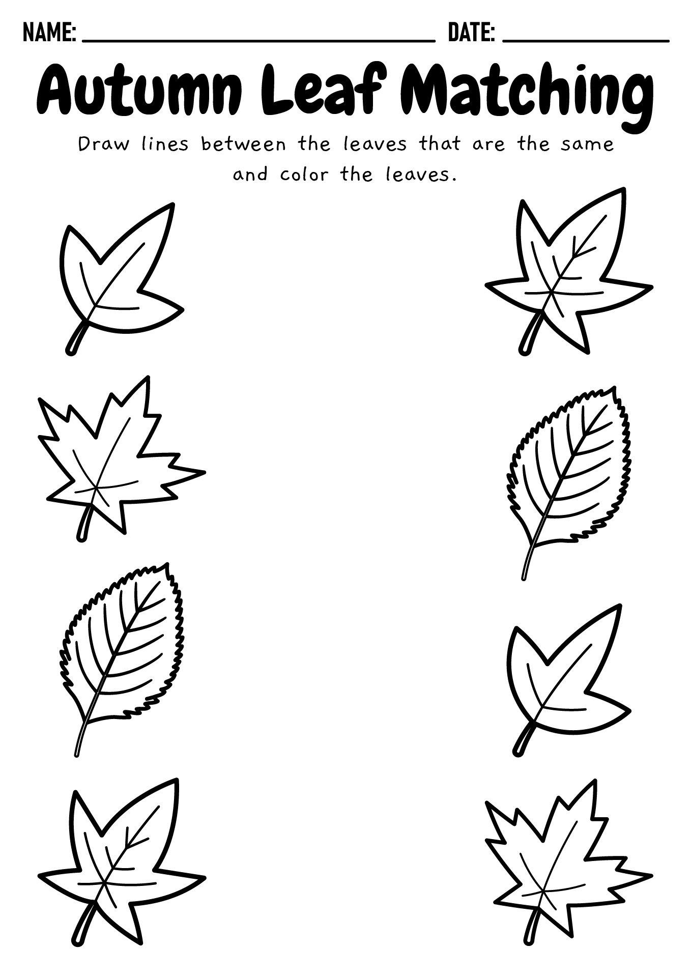 Fall Leaves Activity Sheets for Kids Fall Leaves Activity Sheets for Kids