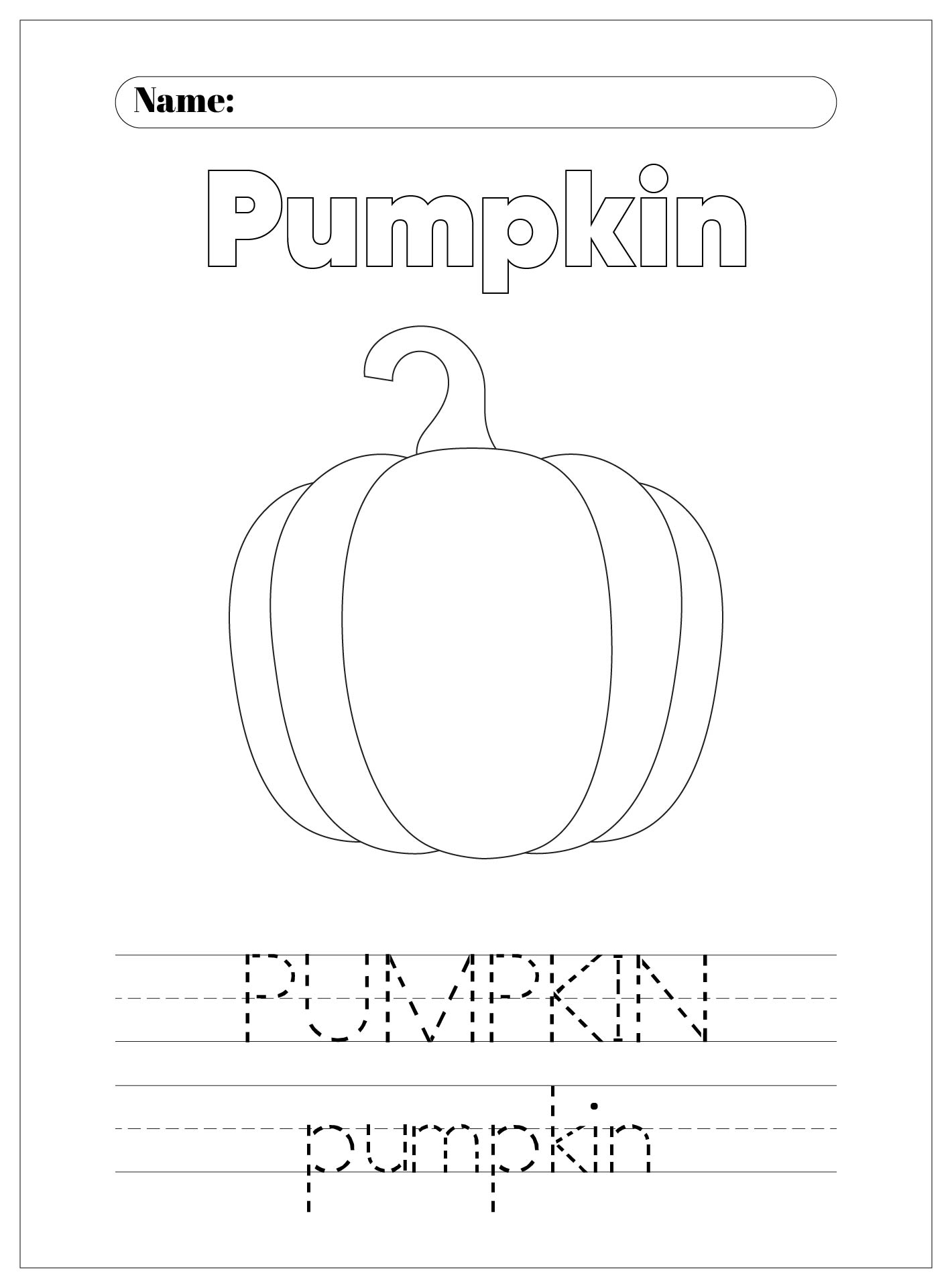 Fall Pumpkin Literacy Worksheets for Preschool Kids