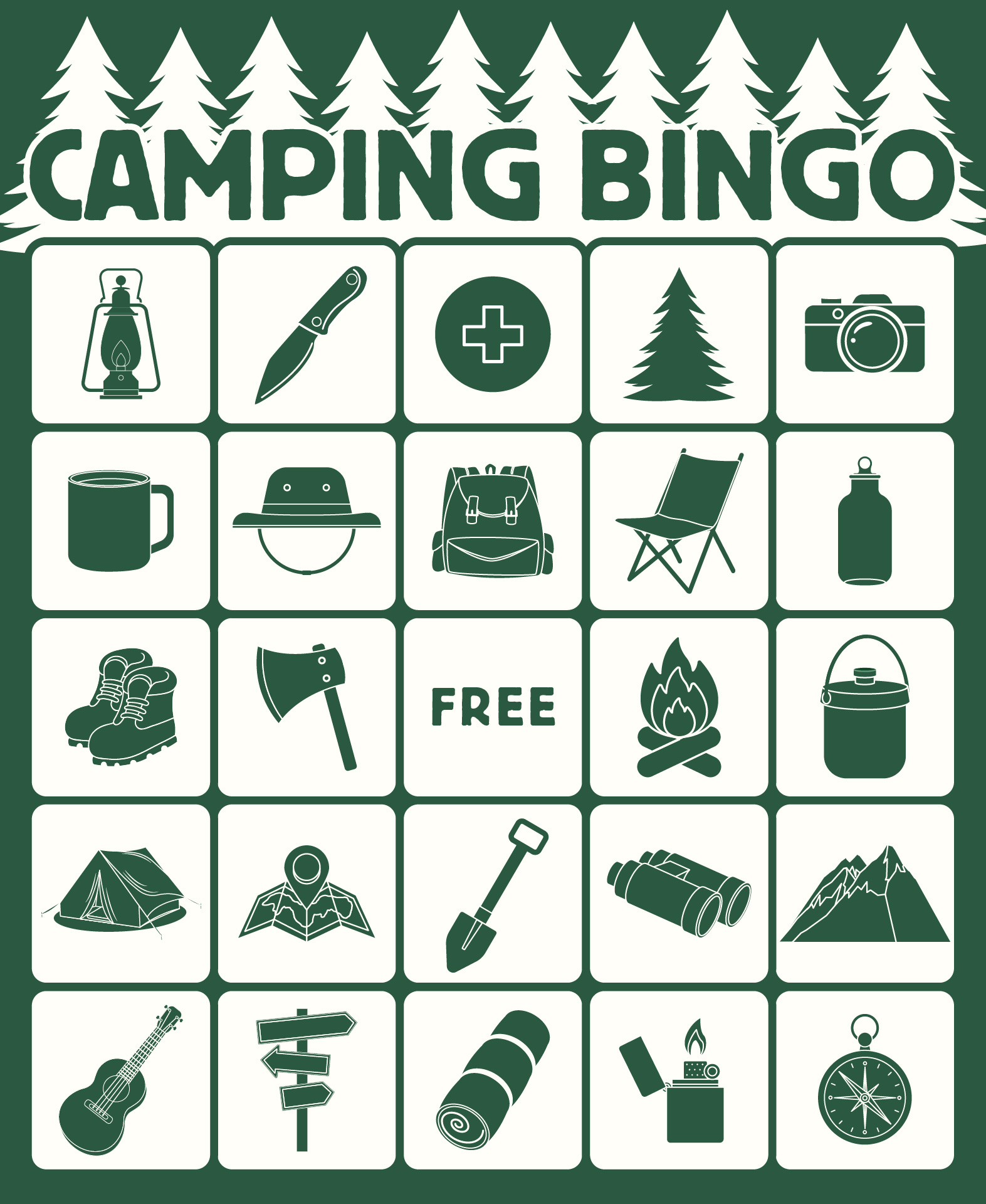 Family Camping Trip Bingo Printable Cards Family Camping Trip Bingo Printable Cards