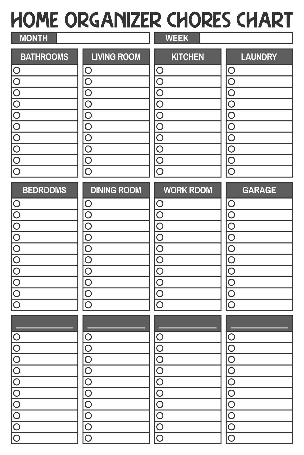 Family Chore Chart Printables for Home Organization