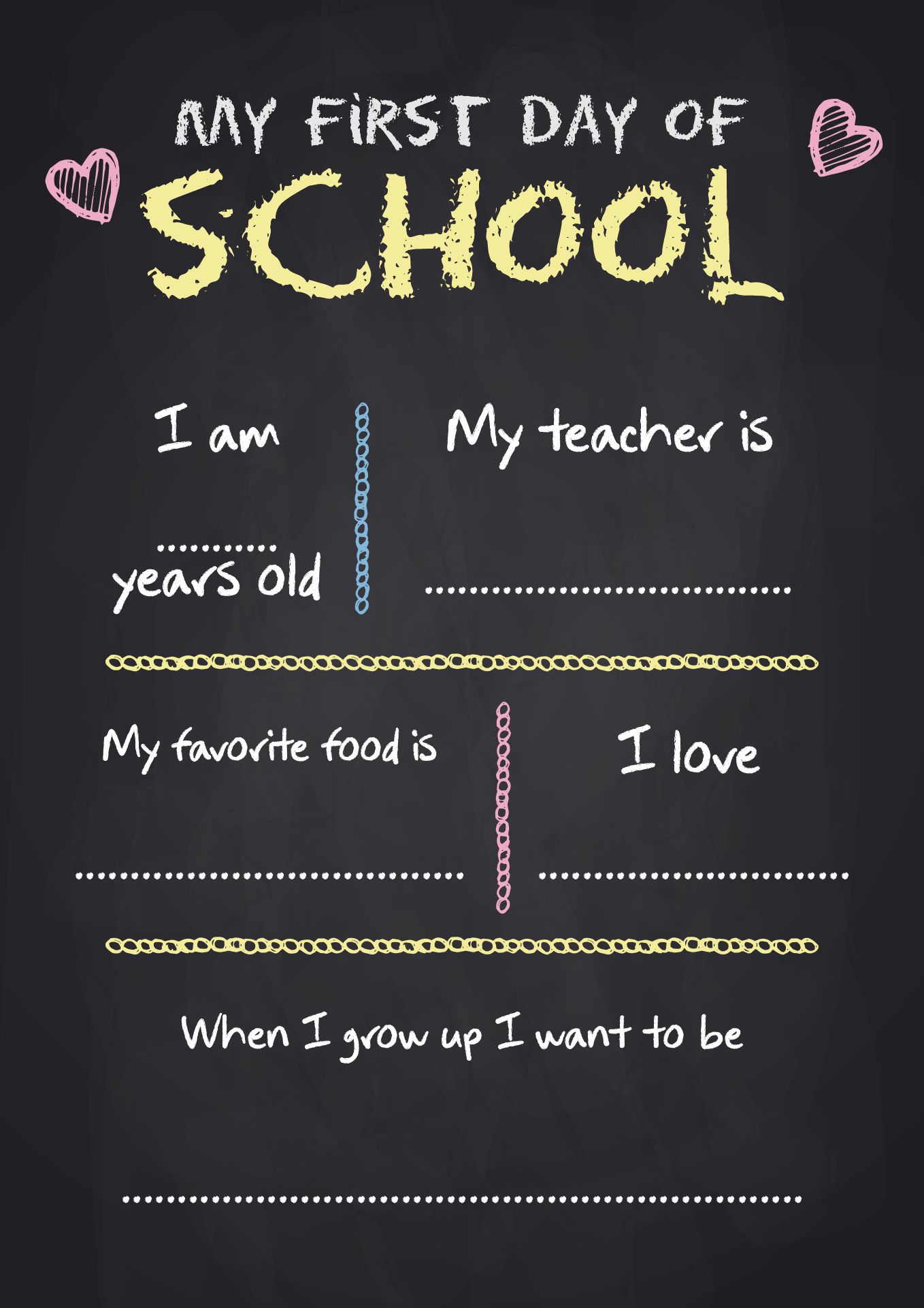 First Day of Kindergarten Chalkboard Poster First Day of Kindergarten Chalkboard Poster