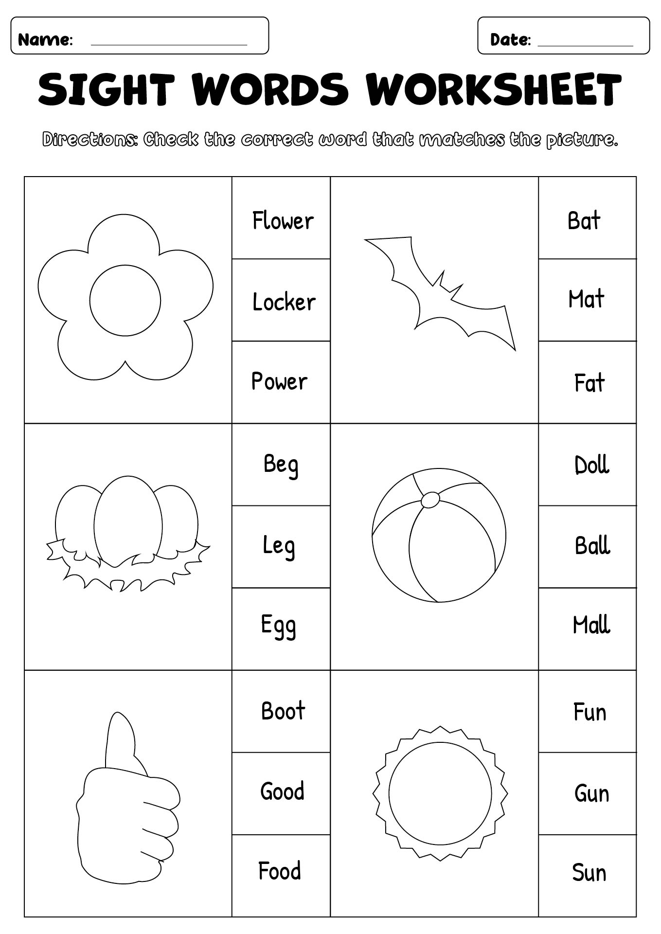 First Grade Phonetic Word Worksheet Printable