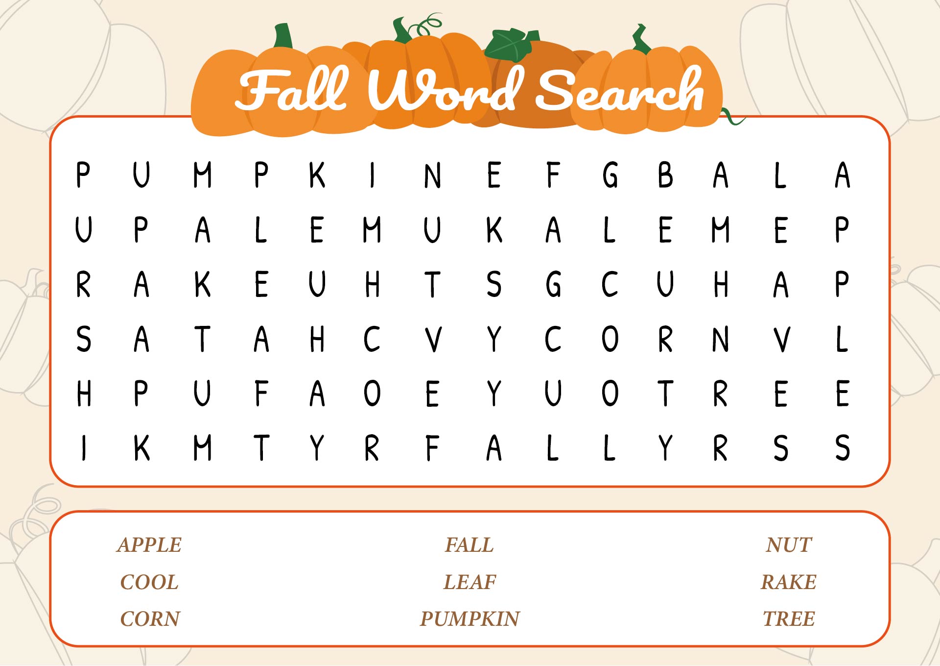 Free Printable Fall Word Search Puzzles for Kids Free Printable Fall Word Search Puzzles for Kids