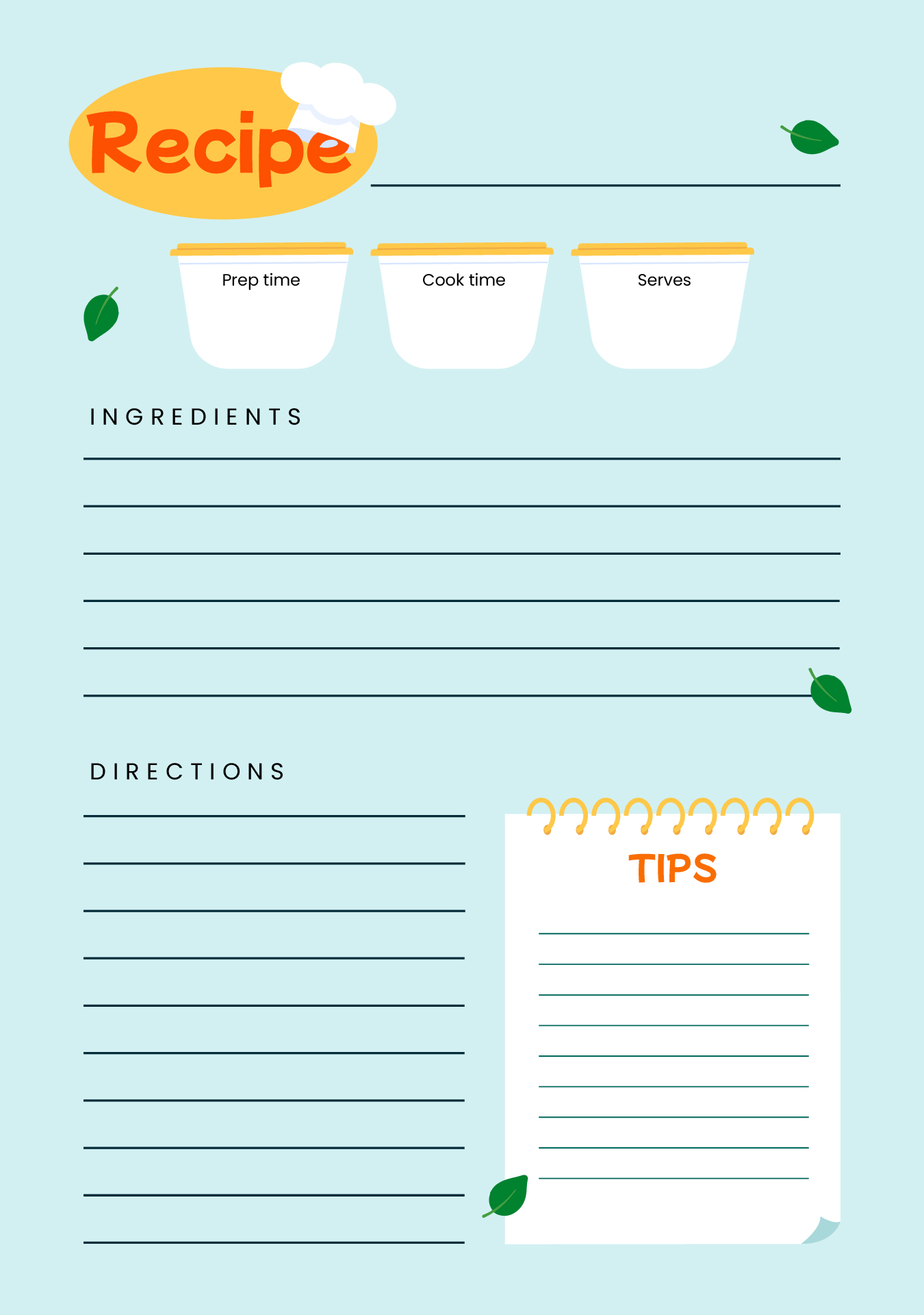 Full Page Recipe Card Printable Blank Full Page Recipe Card Printable Blank