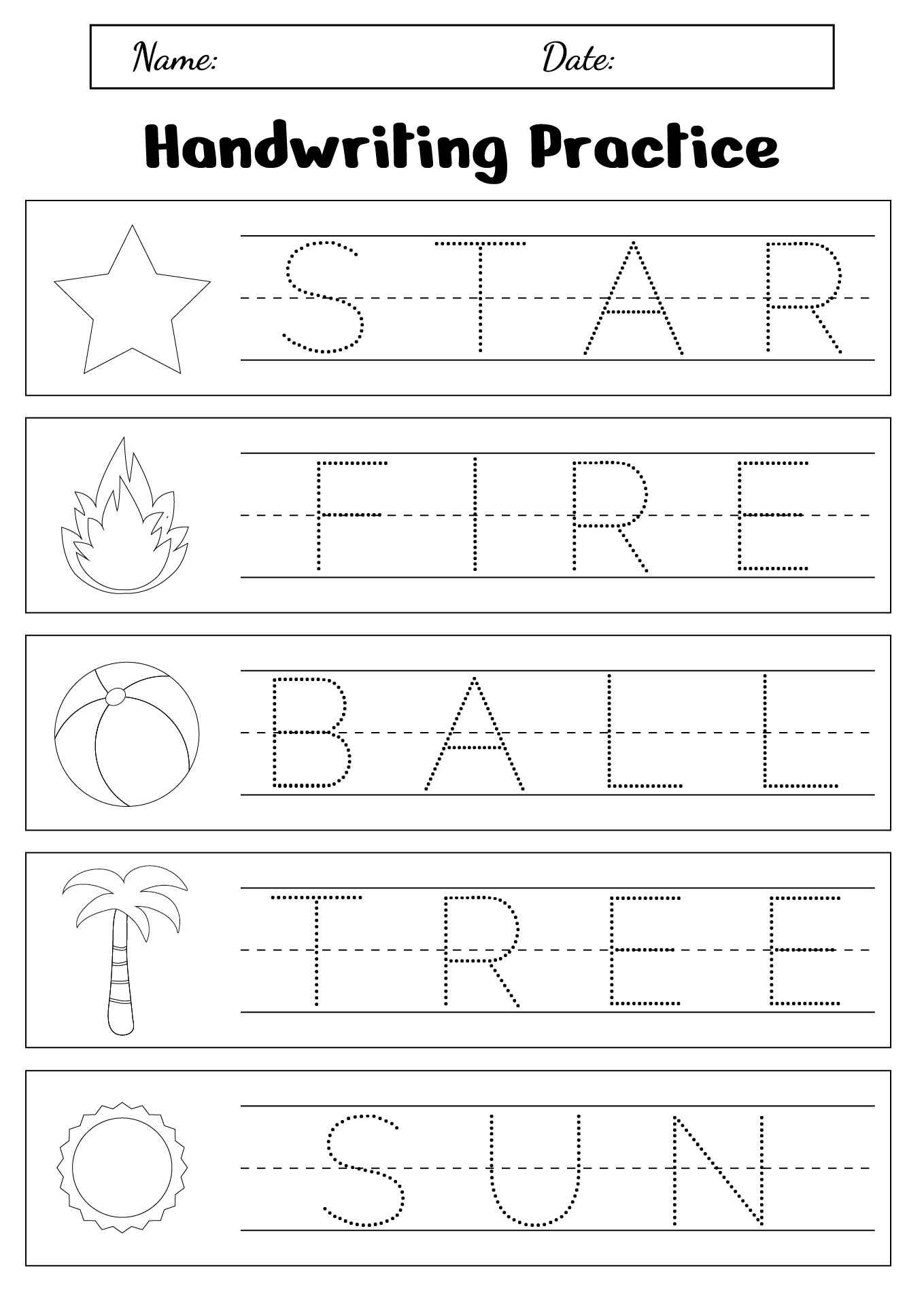Handwriting Practice Sheets for Kindergarten Handwriting Practice Sheets for Kindergarten