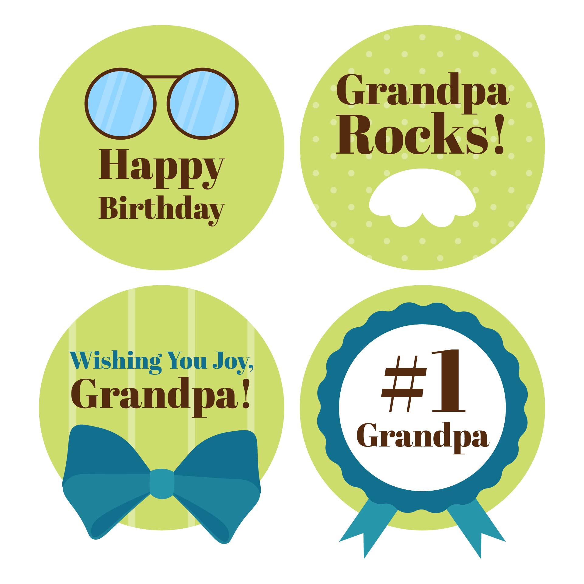 Happy Birthday Grandpa Cupcake Toppers Printable Happy Birthday Grandpa Cupcake Toppers Printable