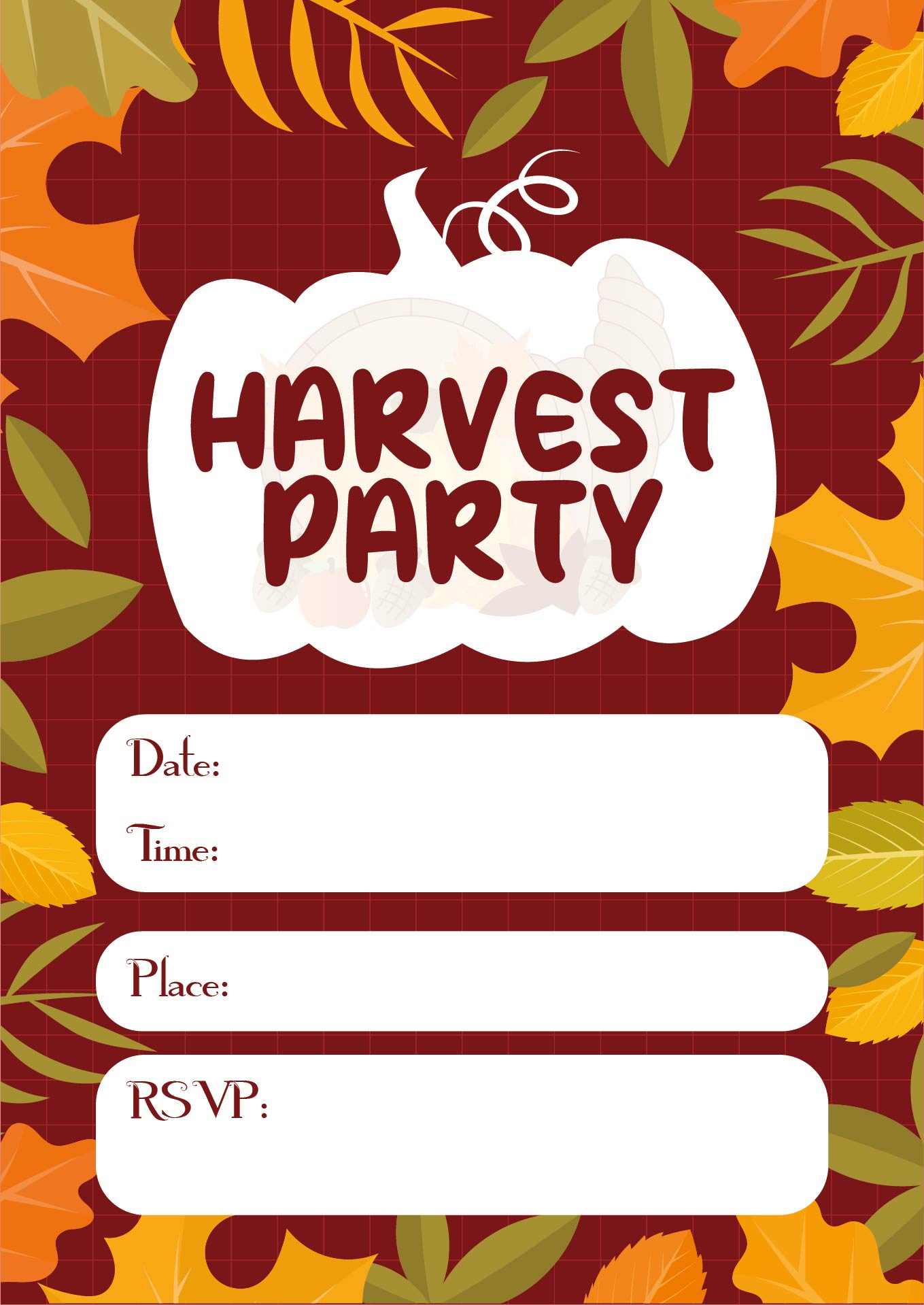 Harvest Party Printable Flyer