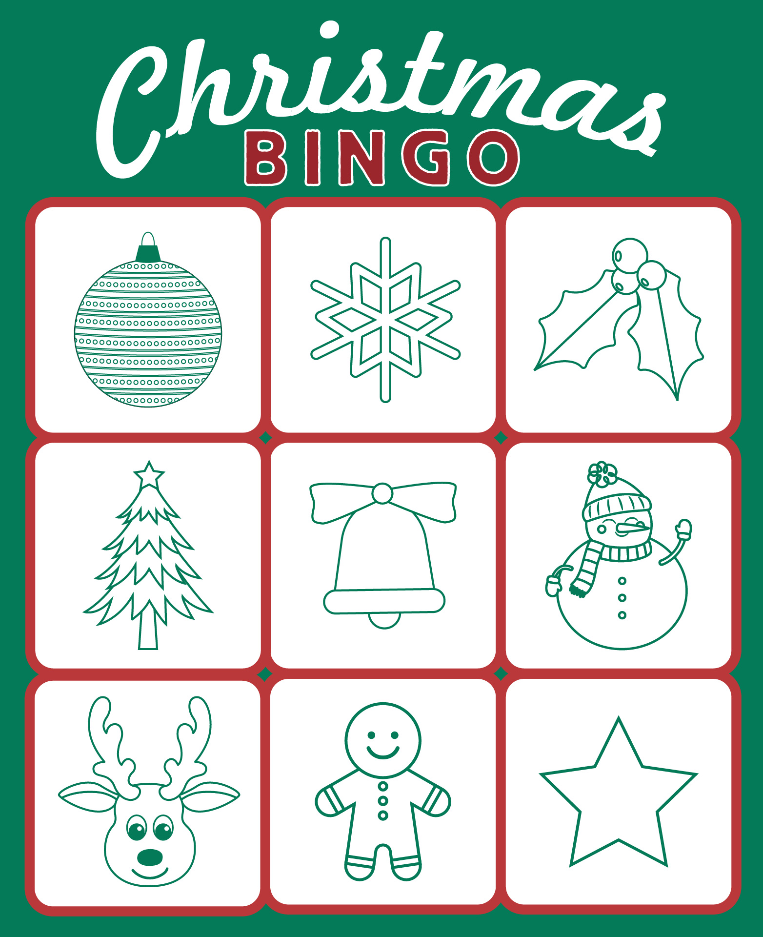 Holiday Bingo Cards Printable Packs