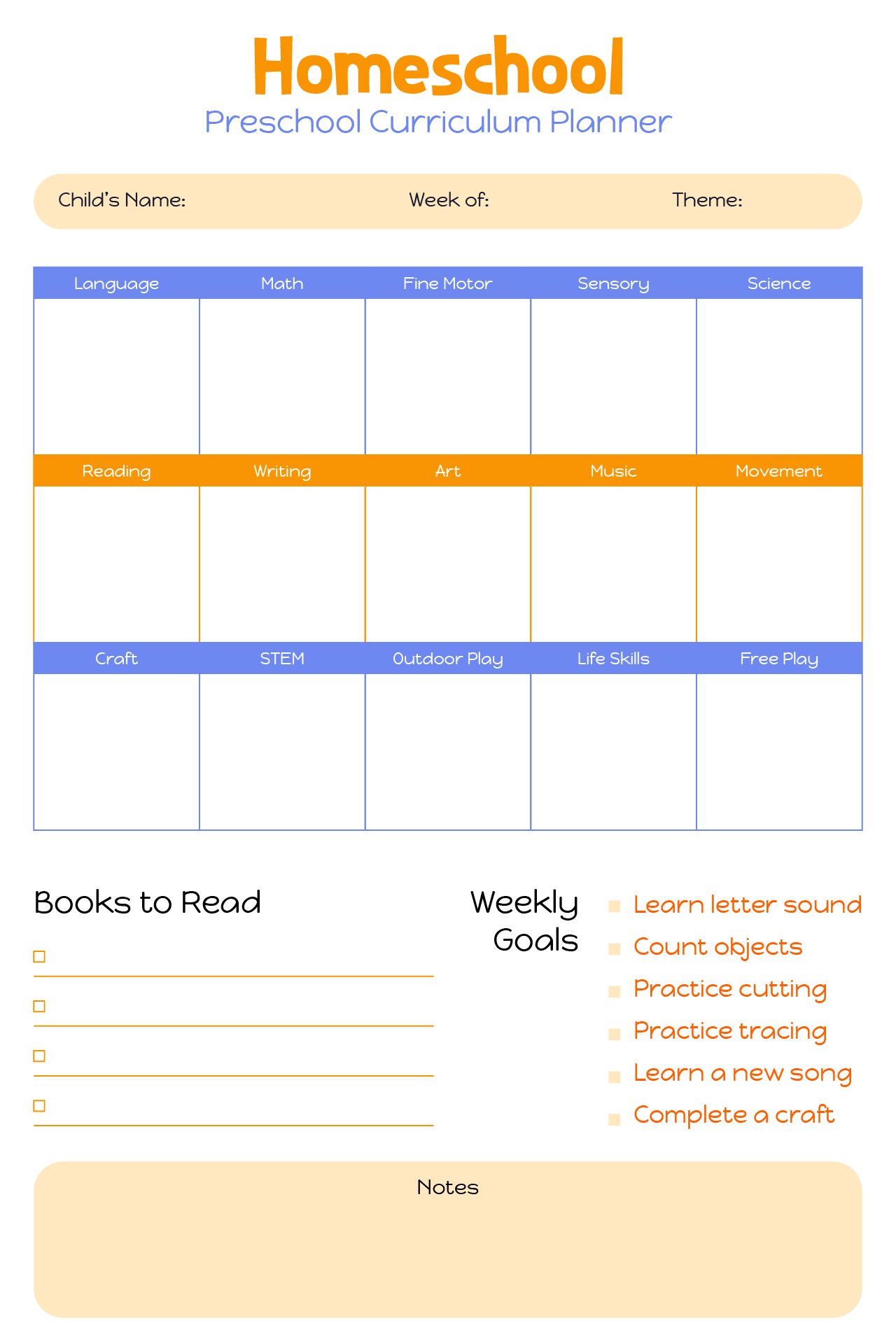 Homeschool Preschool Curriculum Printables