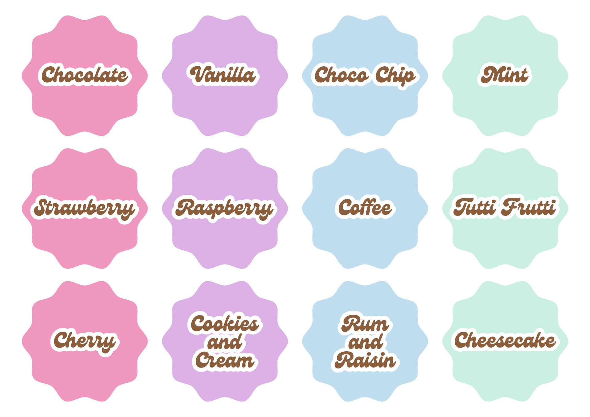 Ice Cream Flavor Labels Printable