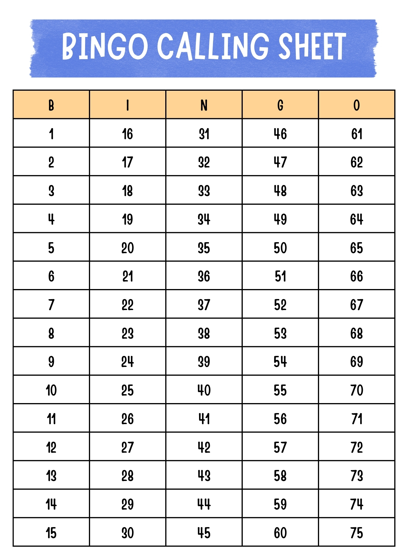 Kids Bingo Caller Cards Printable