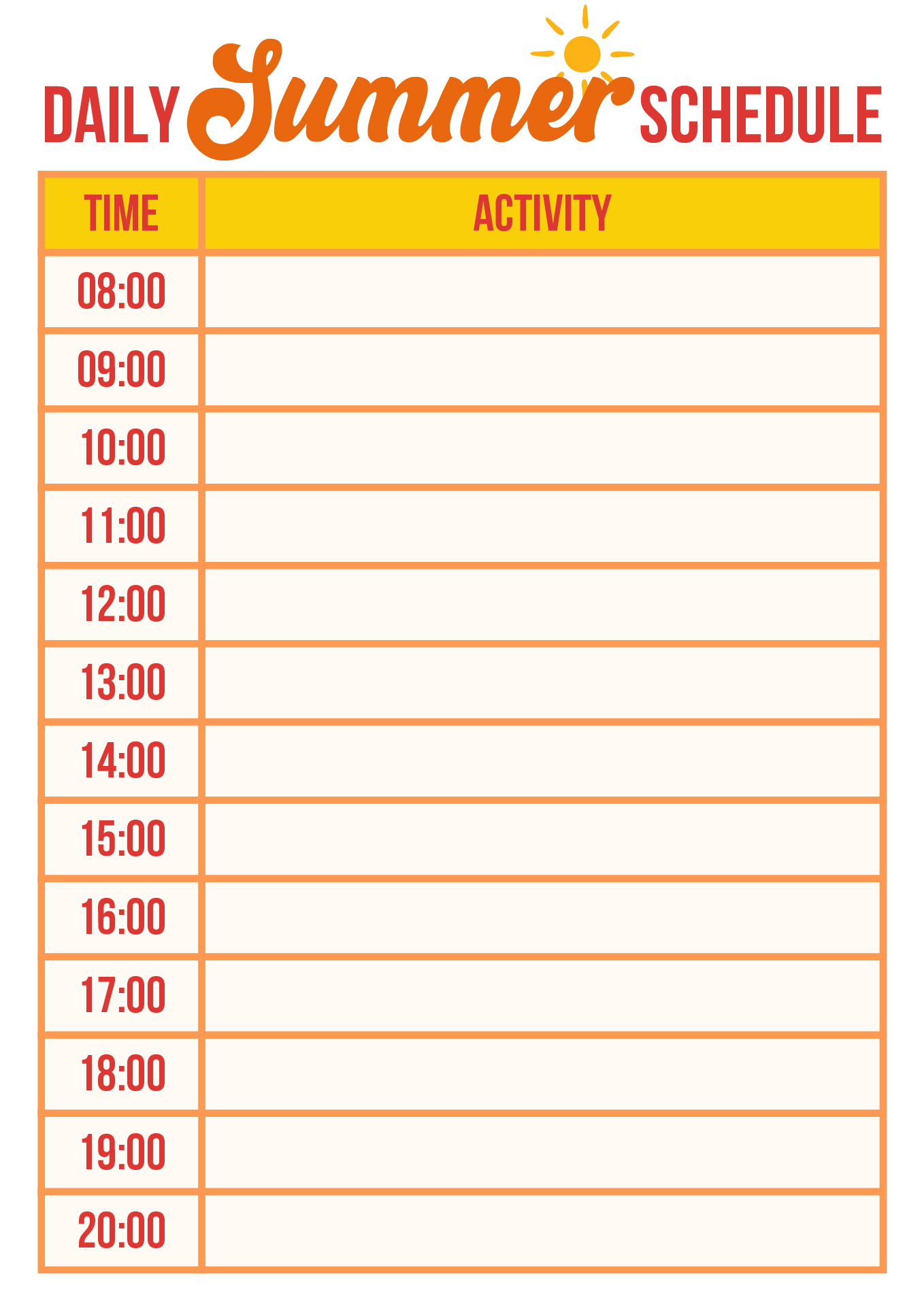 Kids Summer Activity Planner Printables
