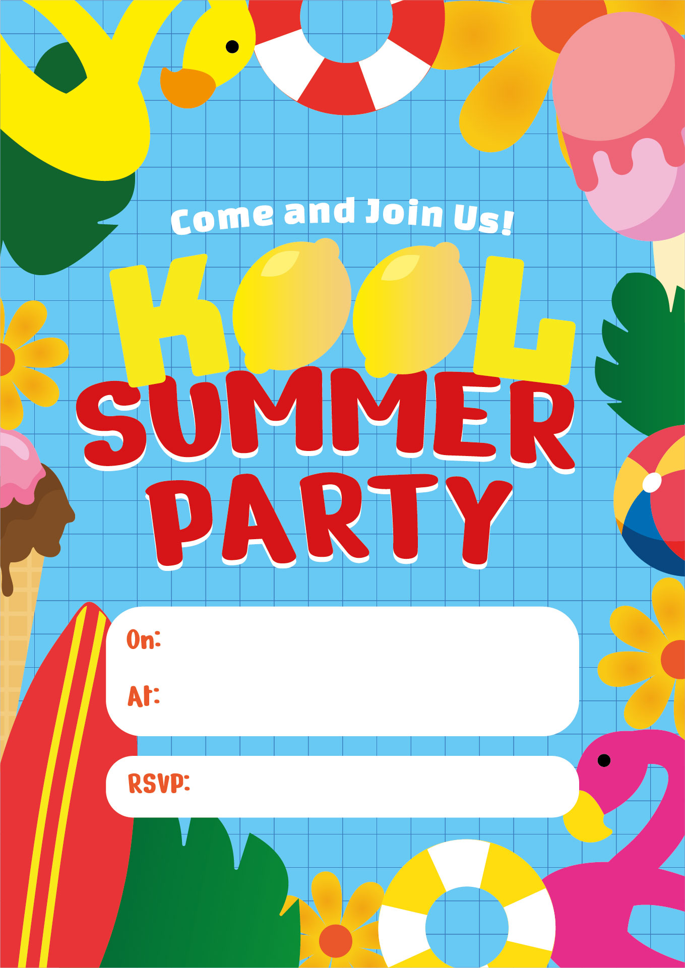 Kool Summer Party Invitation Printable