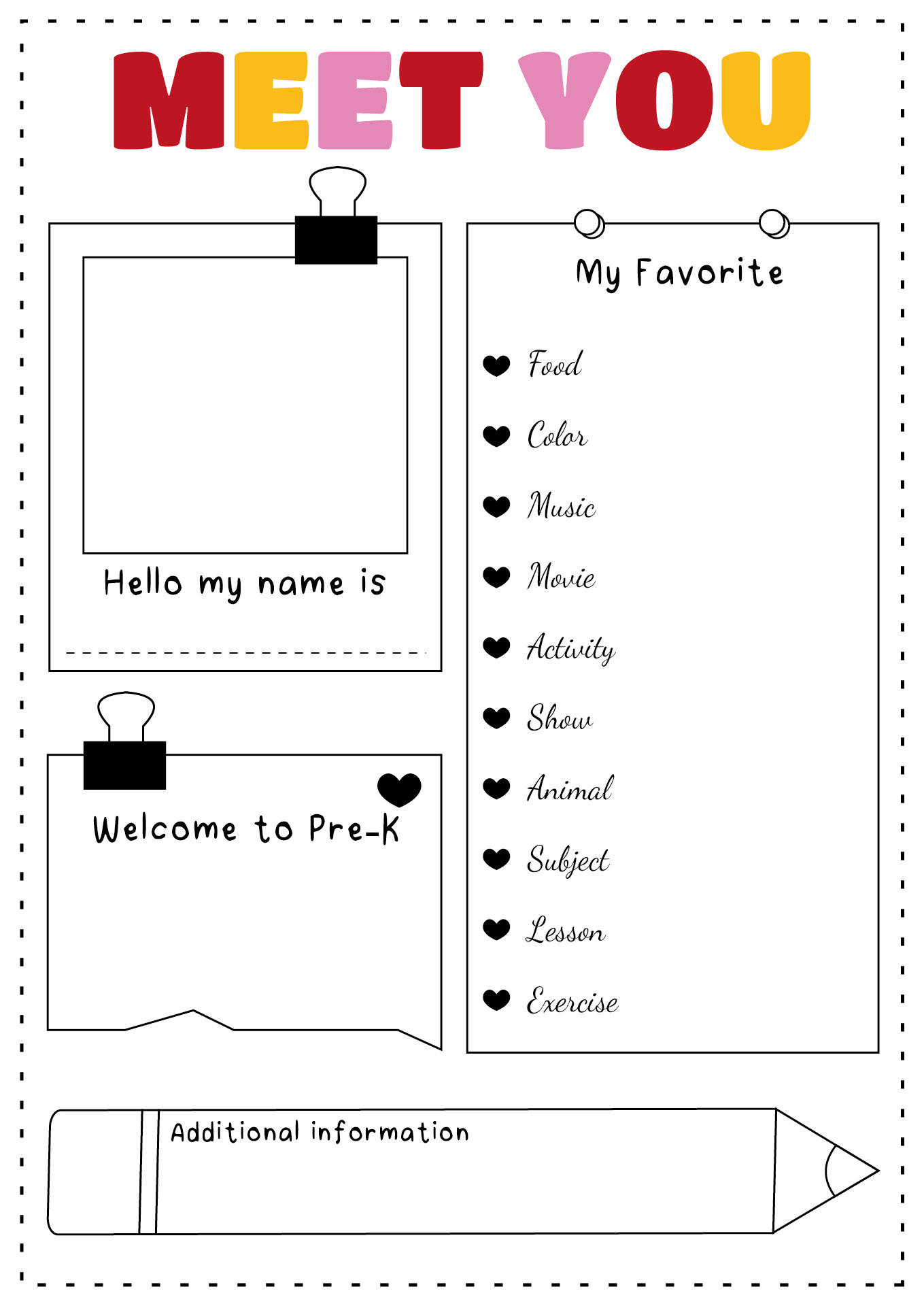 Meet the Preschooler Printable Worksheet Meet the Preschooler Printable Worksheet
