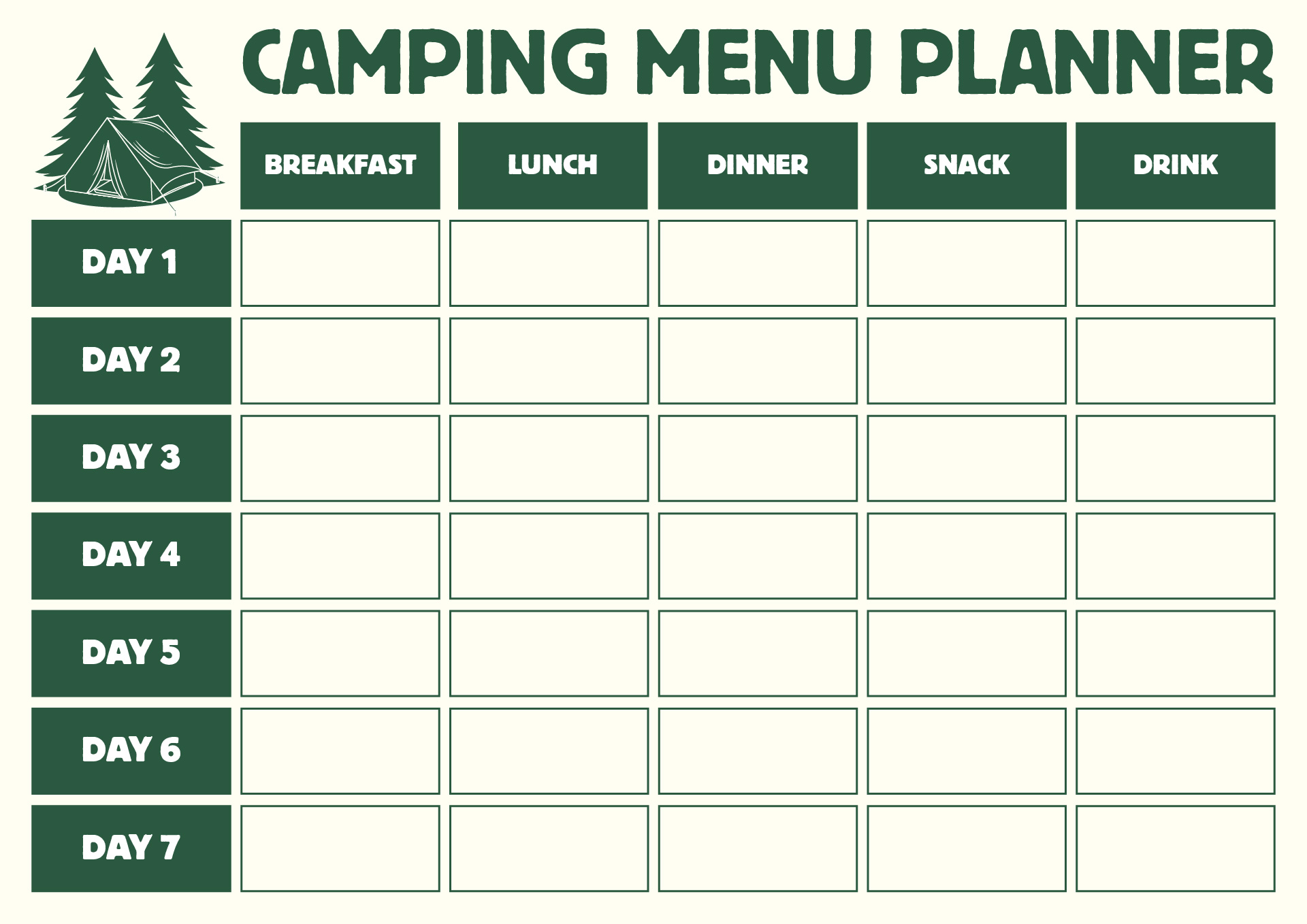 Outdoor Dinner Menu Printables