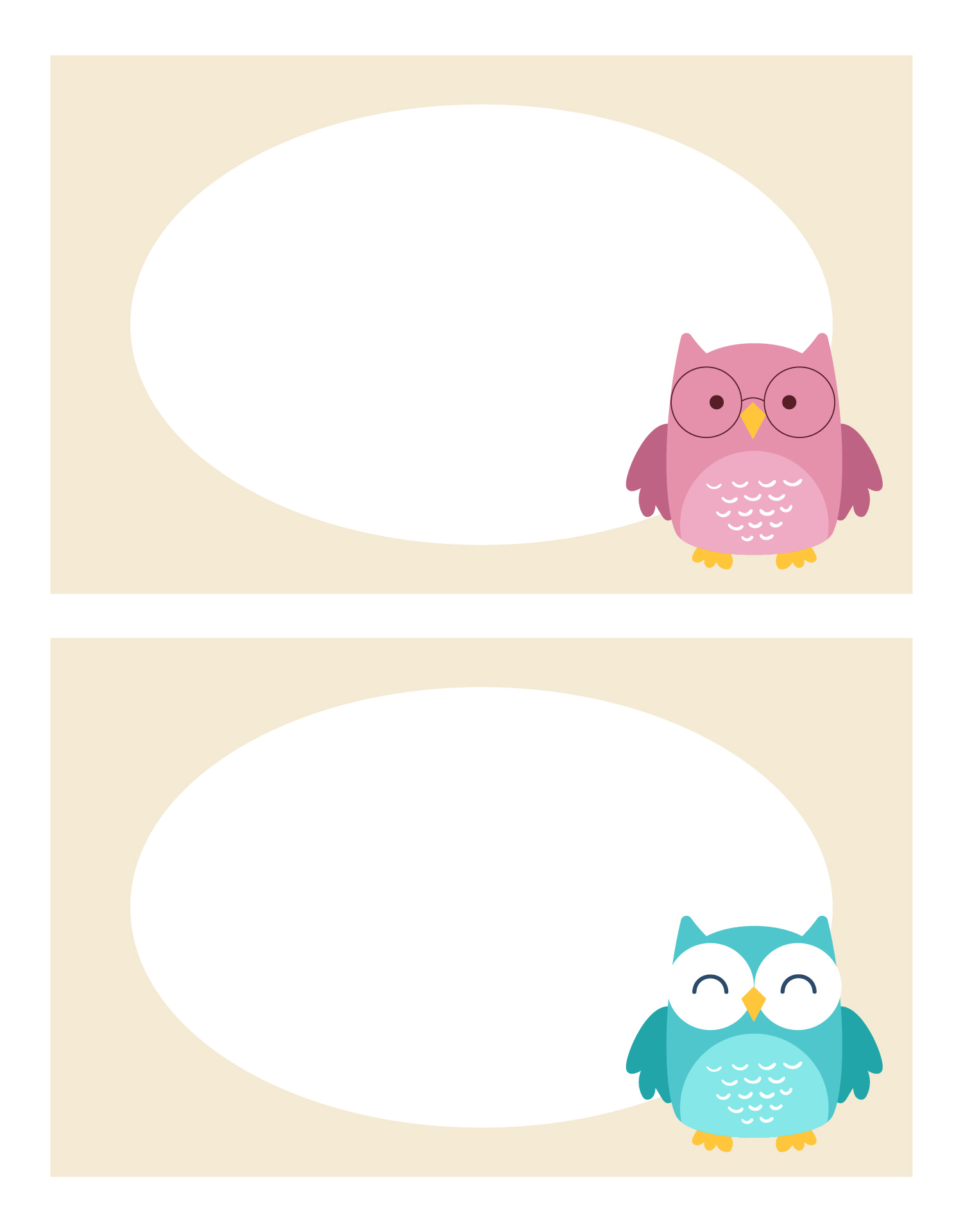 Owl Design Name Labels for Book Bins