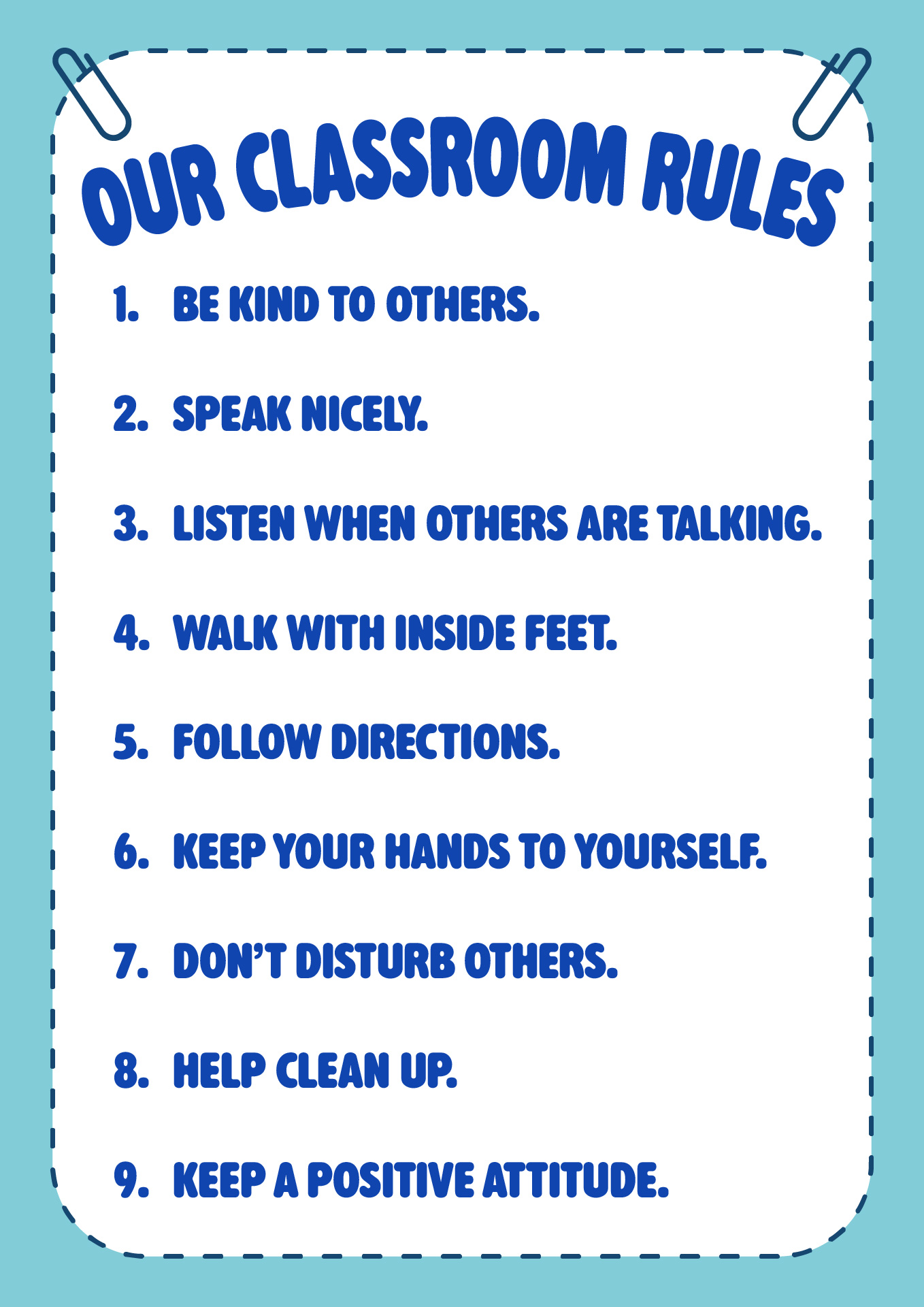 Preschool Classroom Rules Charts