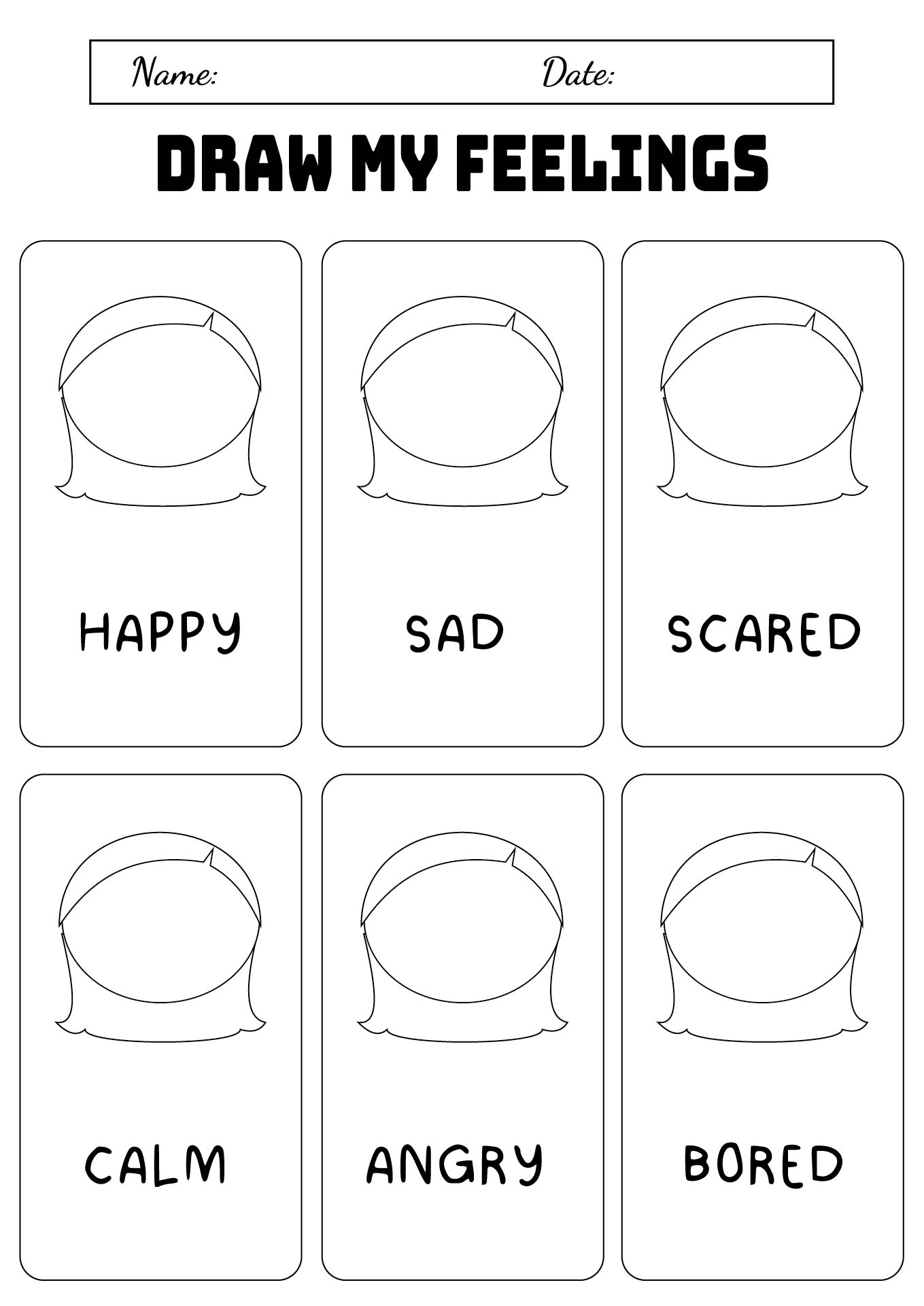 Preschool Emotions Identification Worksheet Printable
