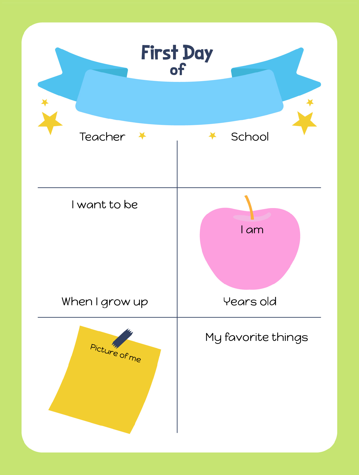 Preschool First Day Milestone Printable Preschool First Day Milestone Printable