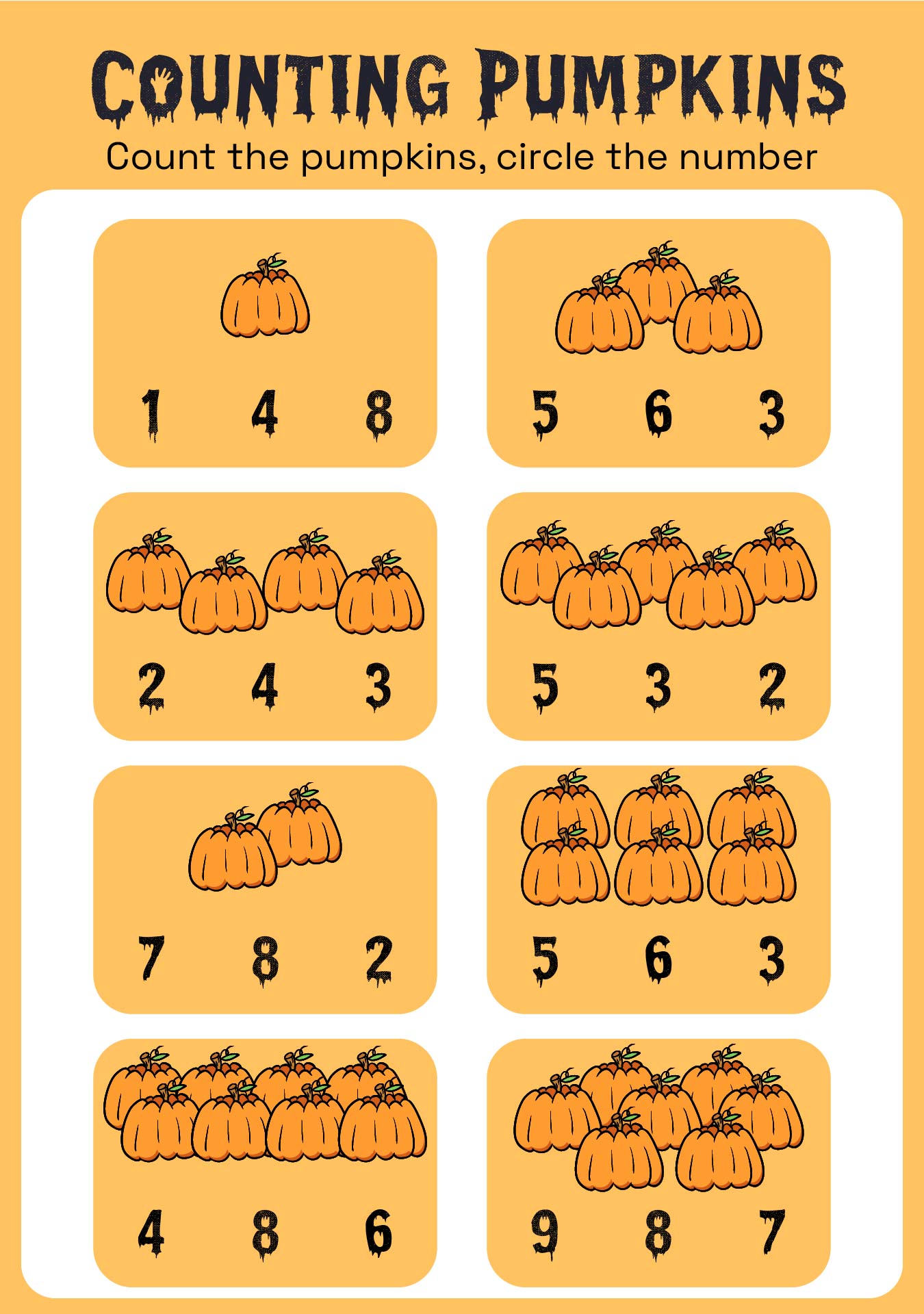 Preschool Pumpkin Math Sheets
