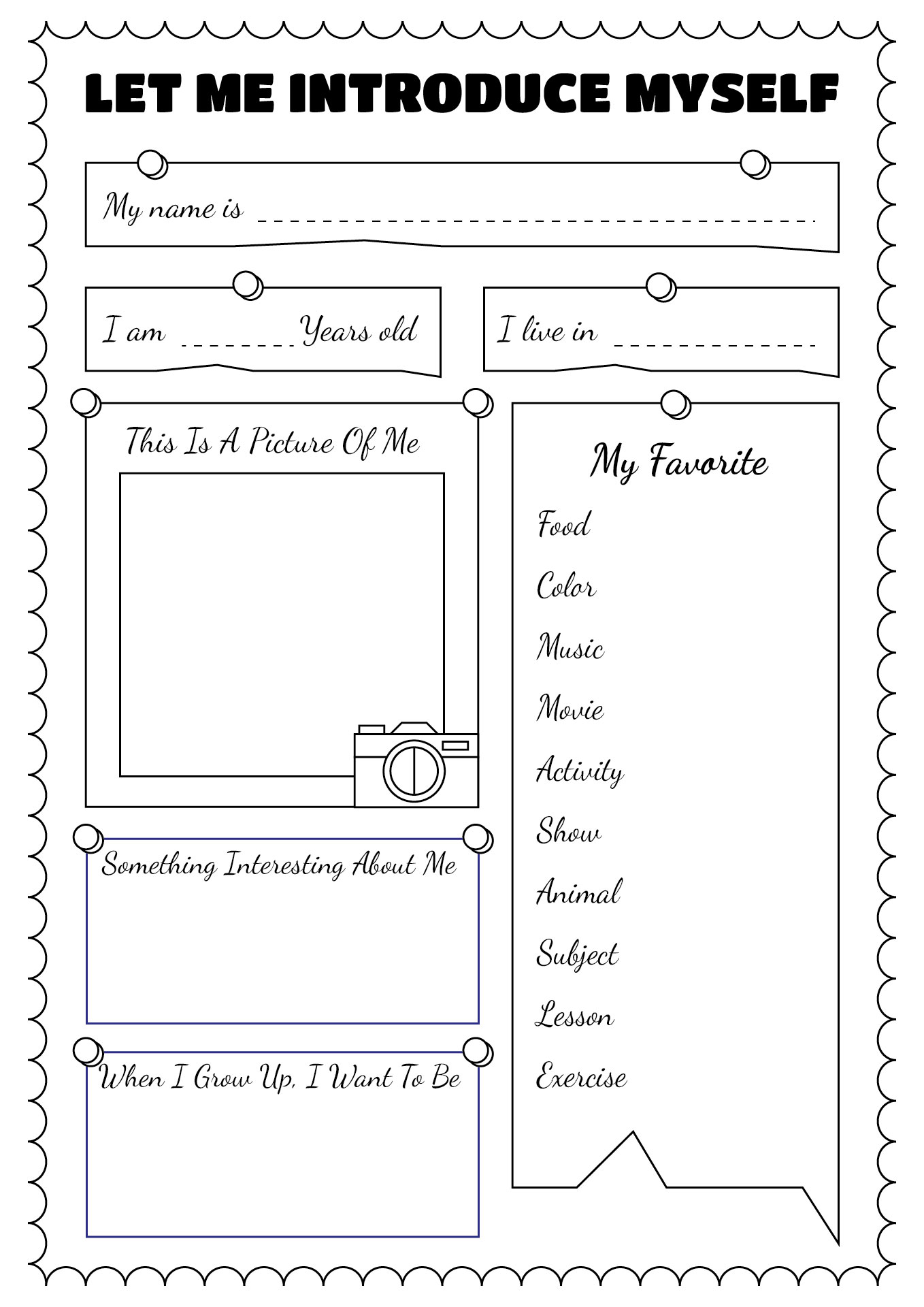 Preschool Self-Introduction Printable Activity Preschool Self-Introduction Printable Activity