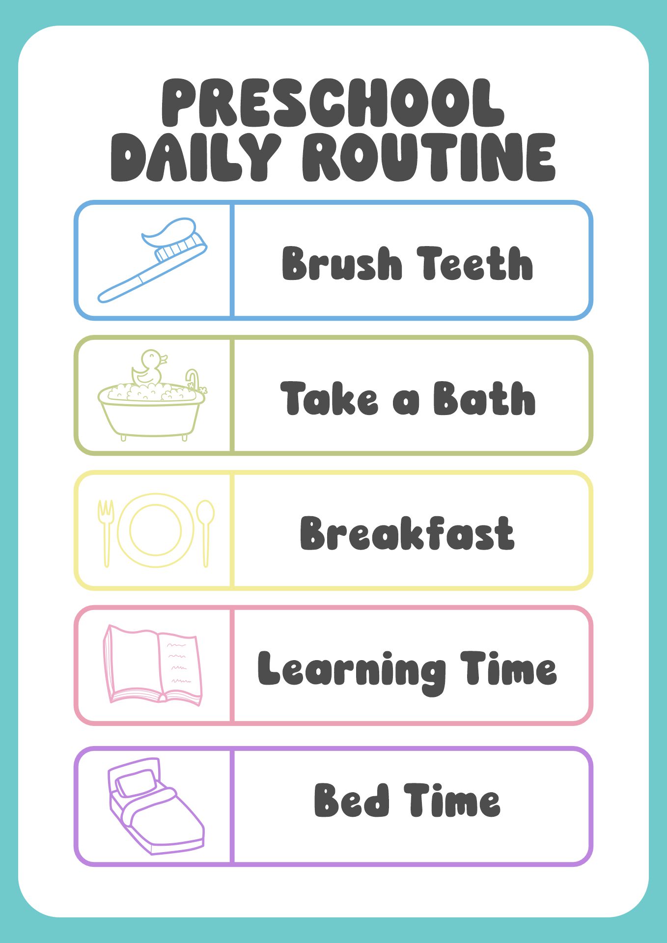 Preschool Visual Daily Routine Chart