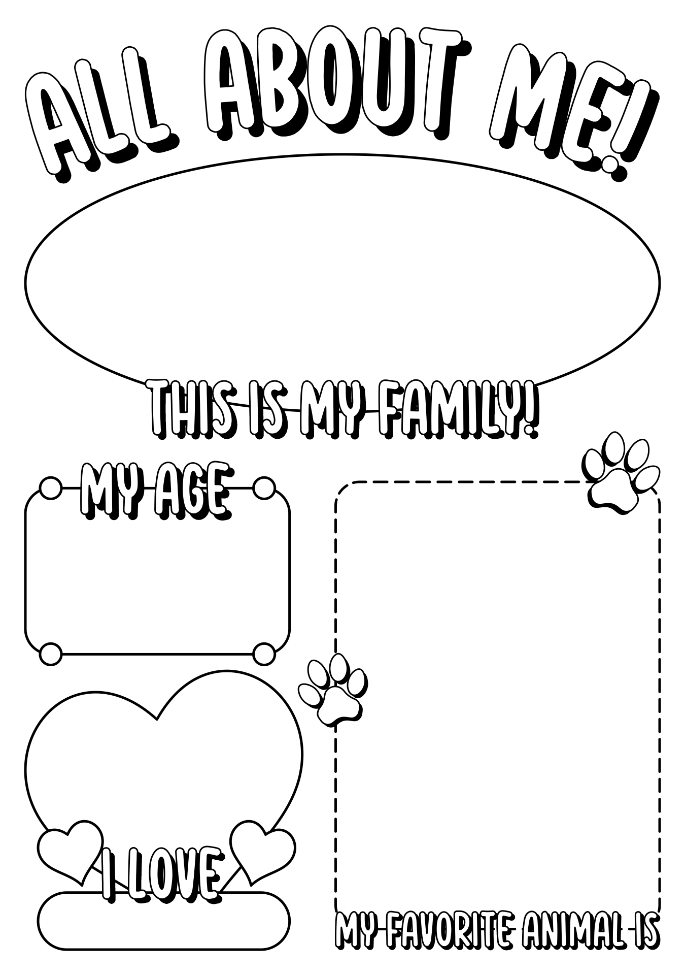 Printable All About Me Activity Sheet Printable All About Me Activity Sheet