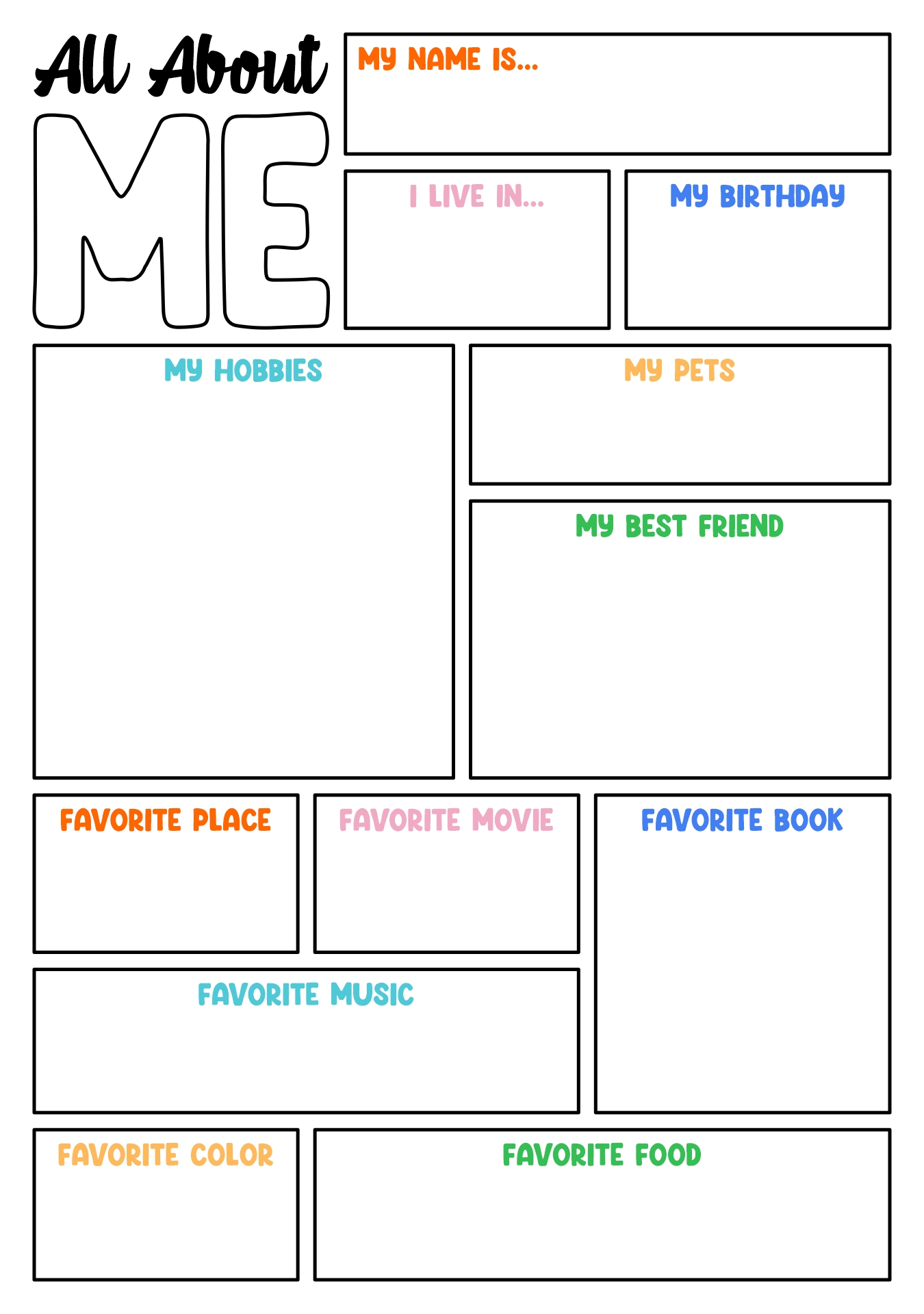 Printable All About Me Poster Template Printable All About Me Poster Template