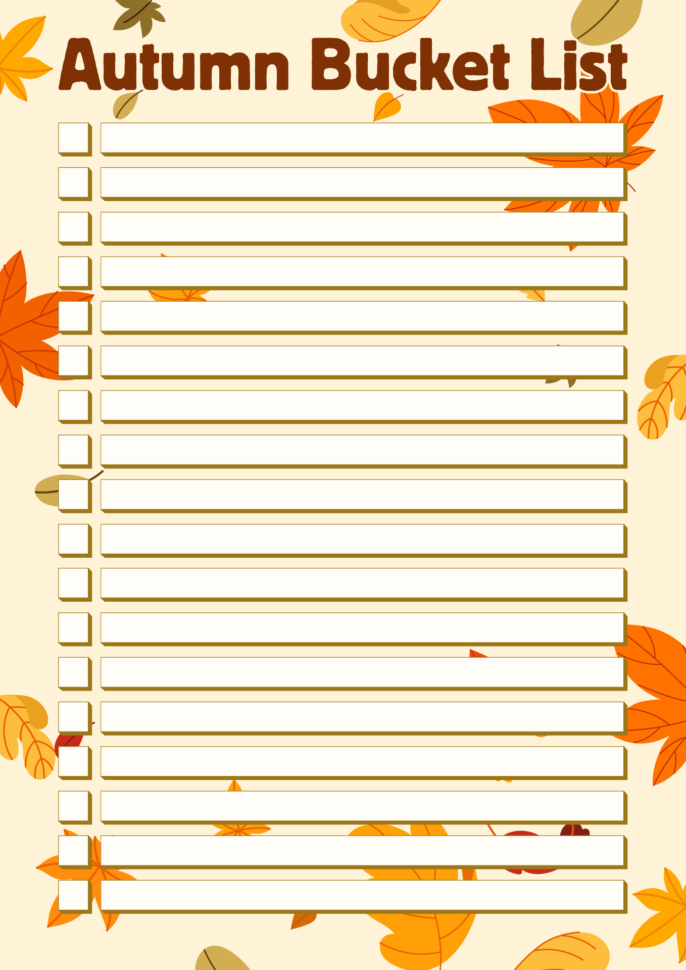 Printable Autumn Bucket List Printable Autumn Bucket List