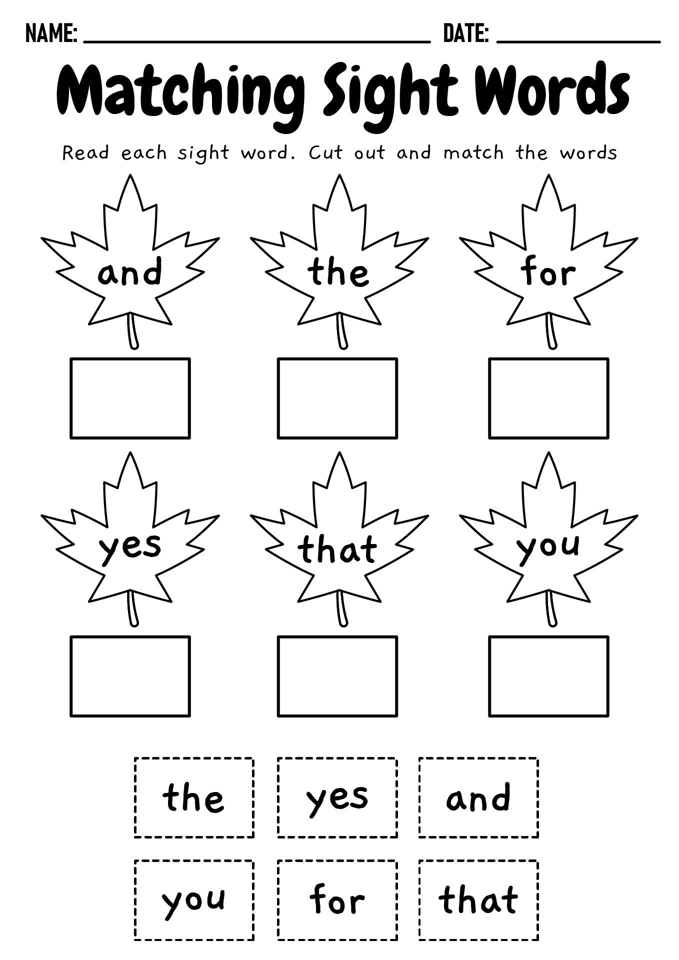 Printable Autumn Sight Words Printable Autumn Sight Words