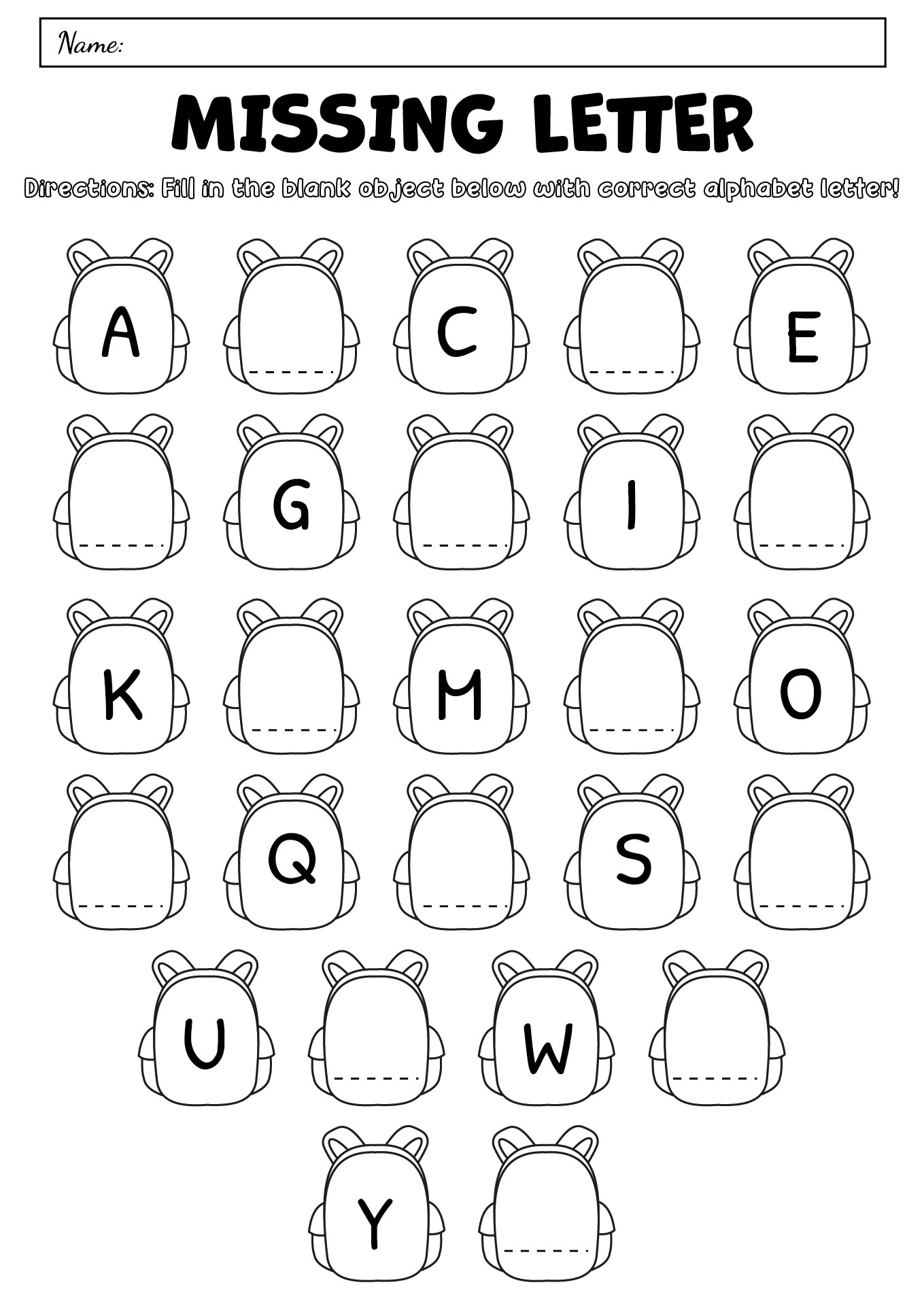 Printable Back to School Missing Letters Worksheets Printable Back to School Missing Letters Worksheets