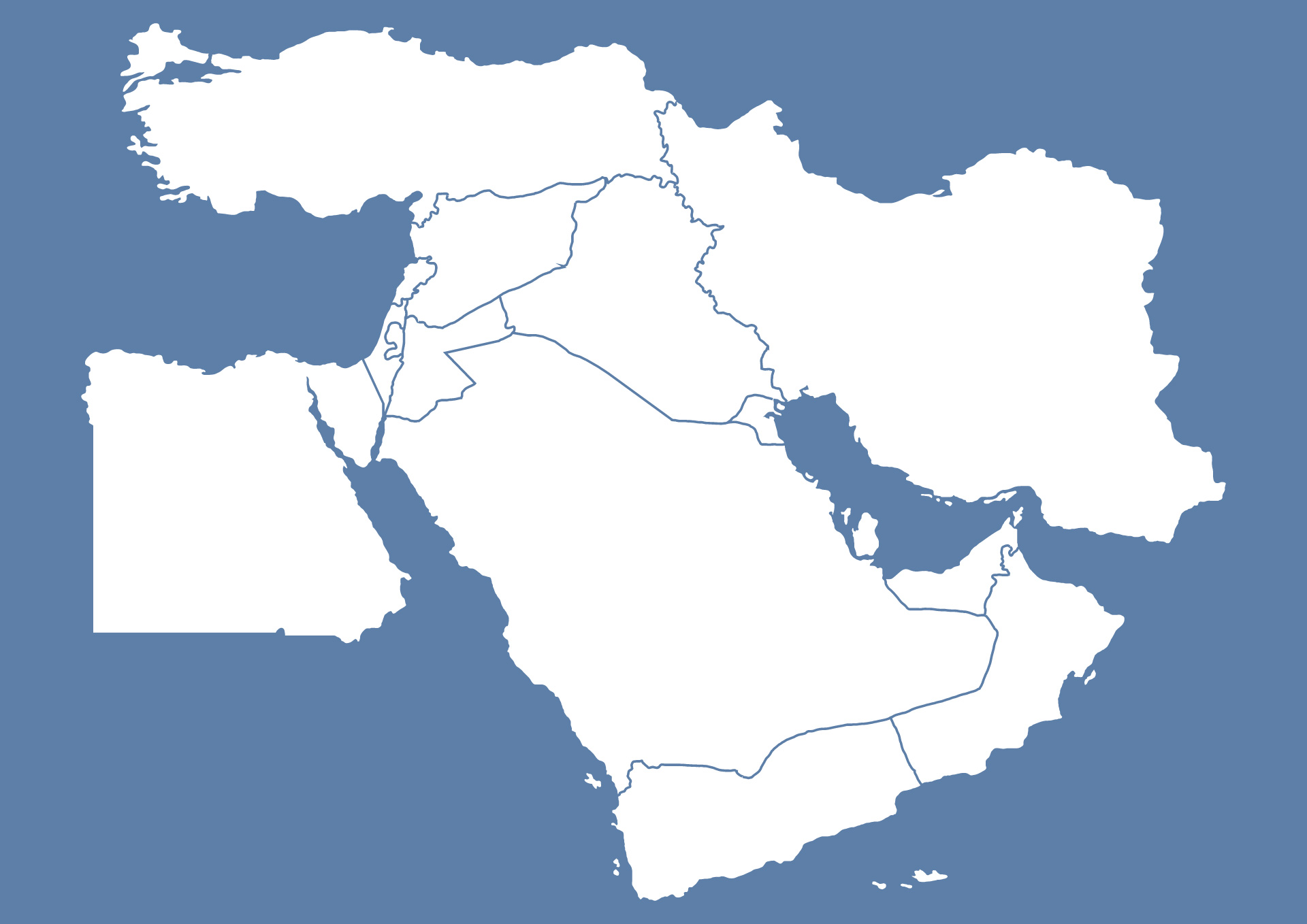 Printable Blank Map of Middle East Countries