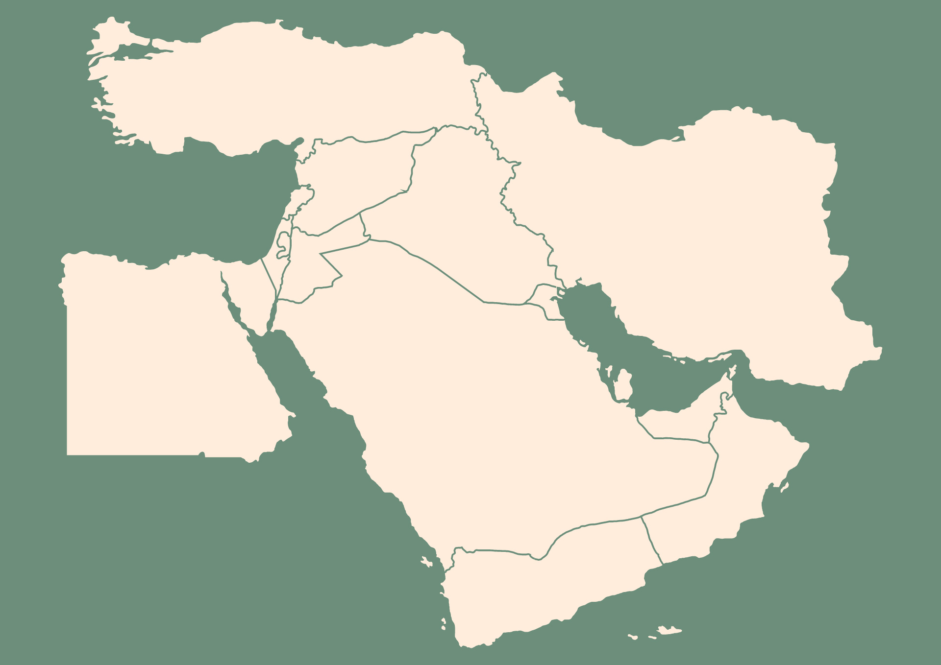 Printable Blank Physical Map of Middle East