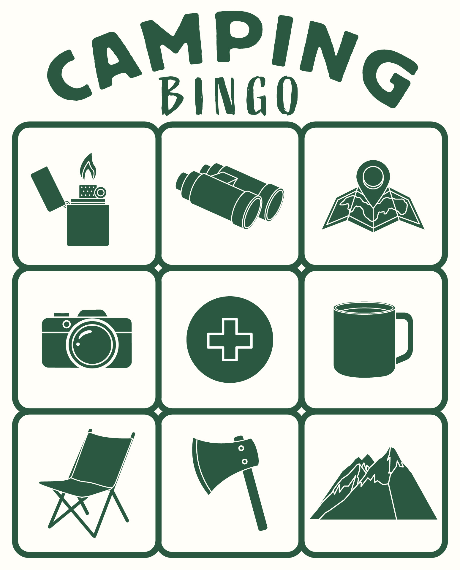 Printable Camping Bingo Cards for Kids Printable Camping Bingo Cards for Kids