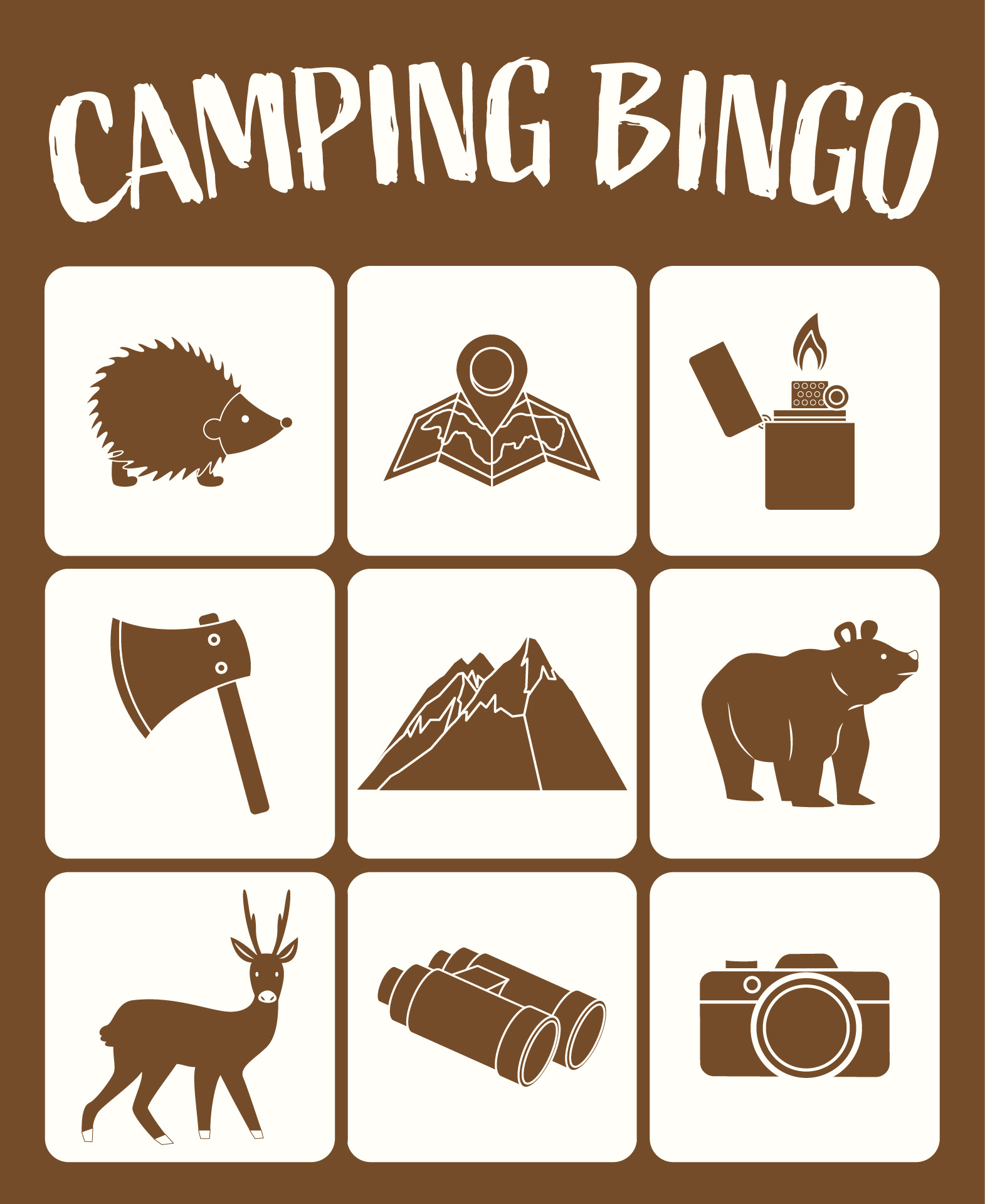 Printable Camping Bingo Cards with Animals Printable Camping Bingo Cards with Animals
