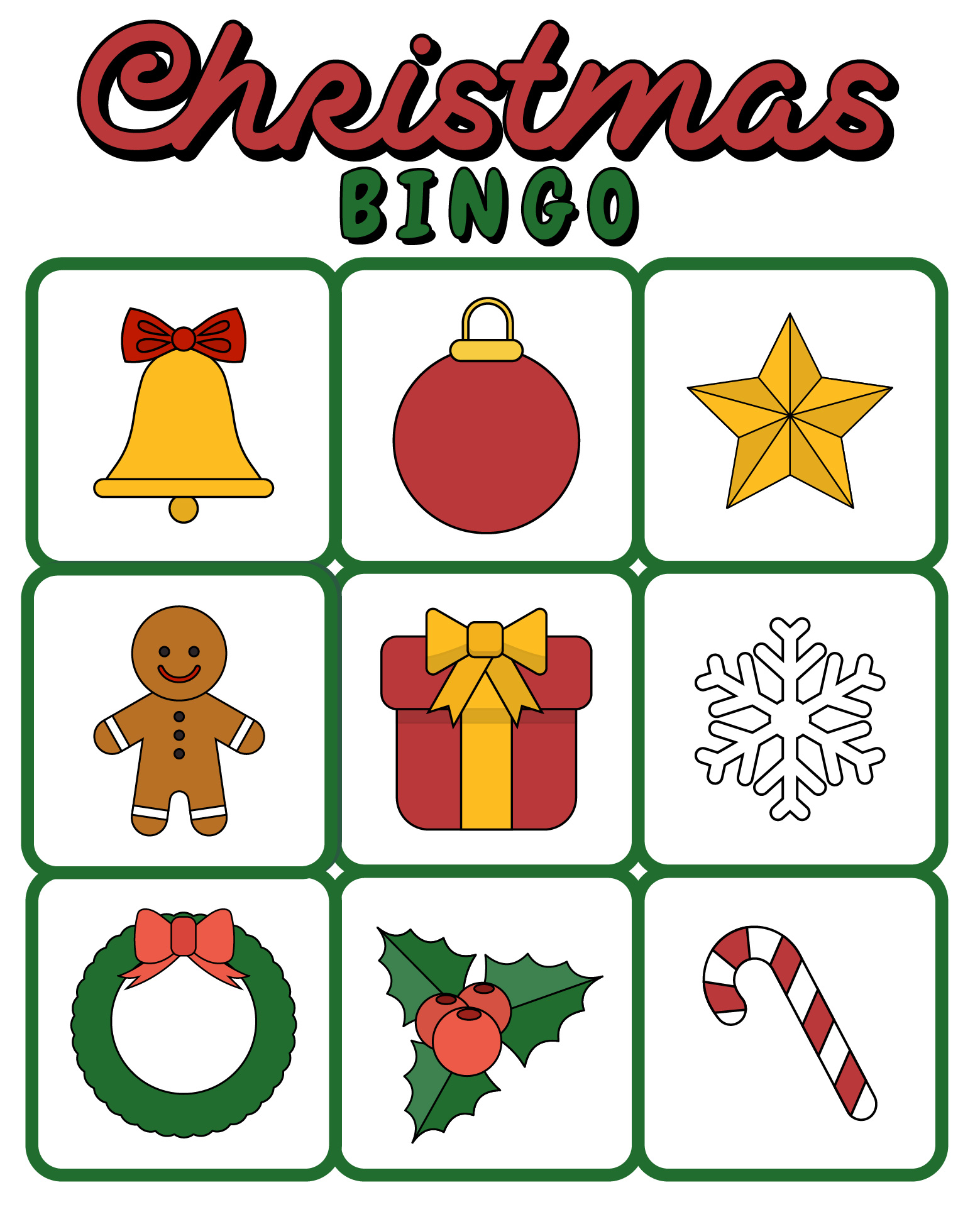 Printable Christmas Bingo Cards for Kids