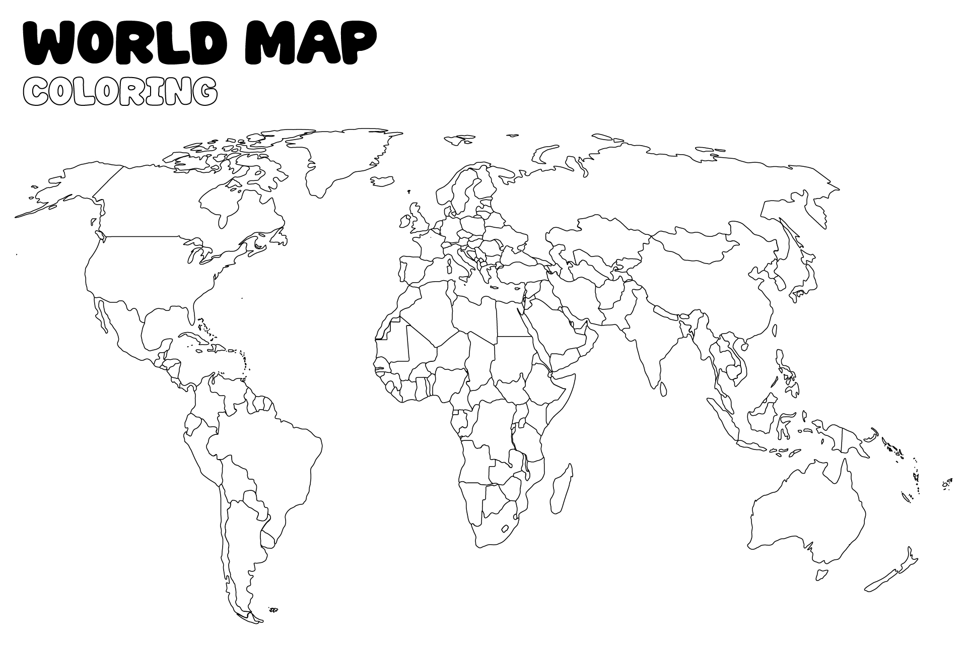 Printable Color World Map for Kids