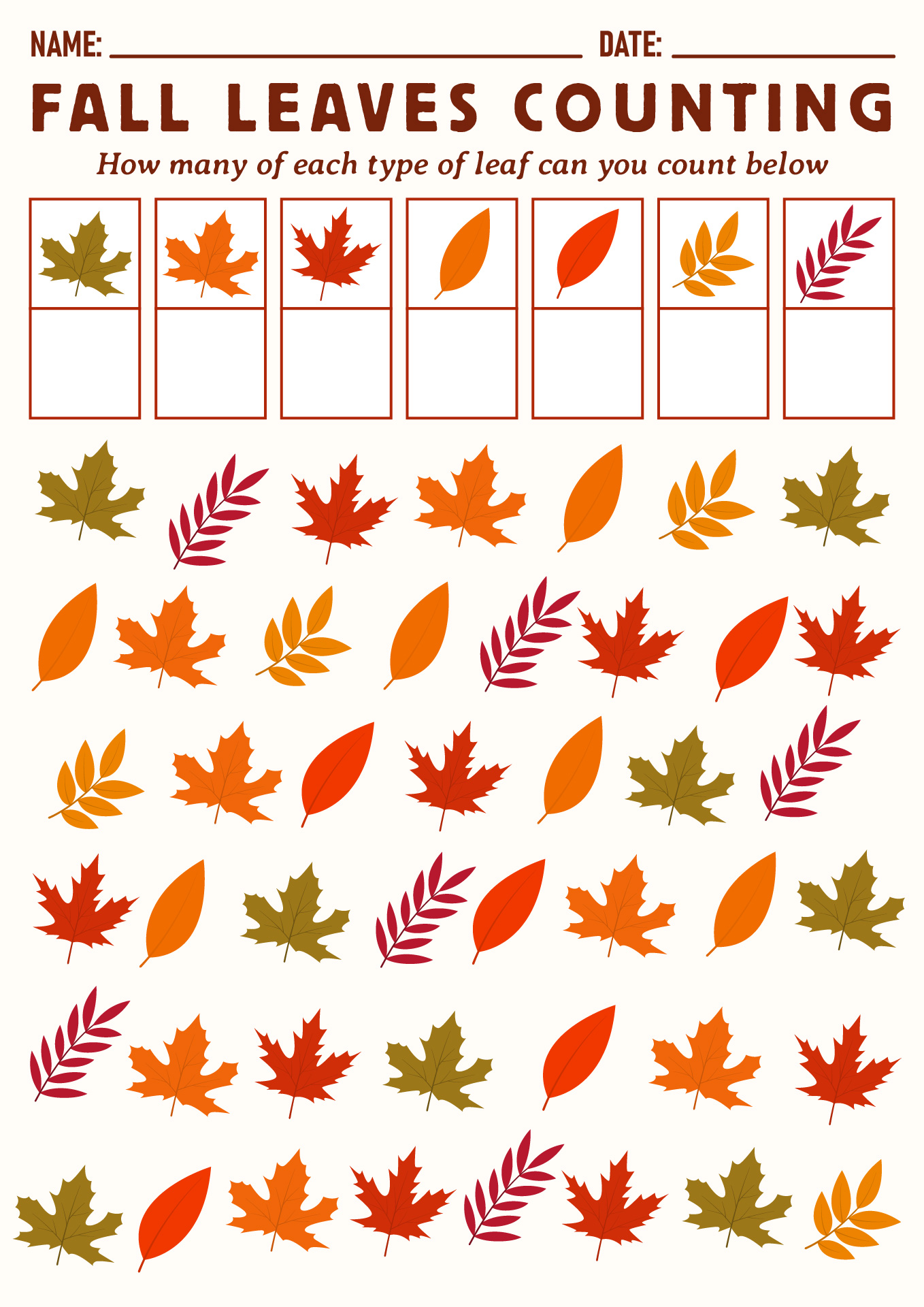 Printable Fall Leaves Counting Activities