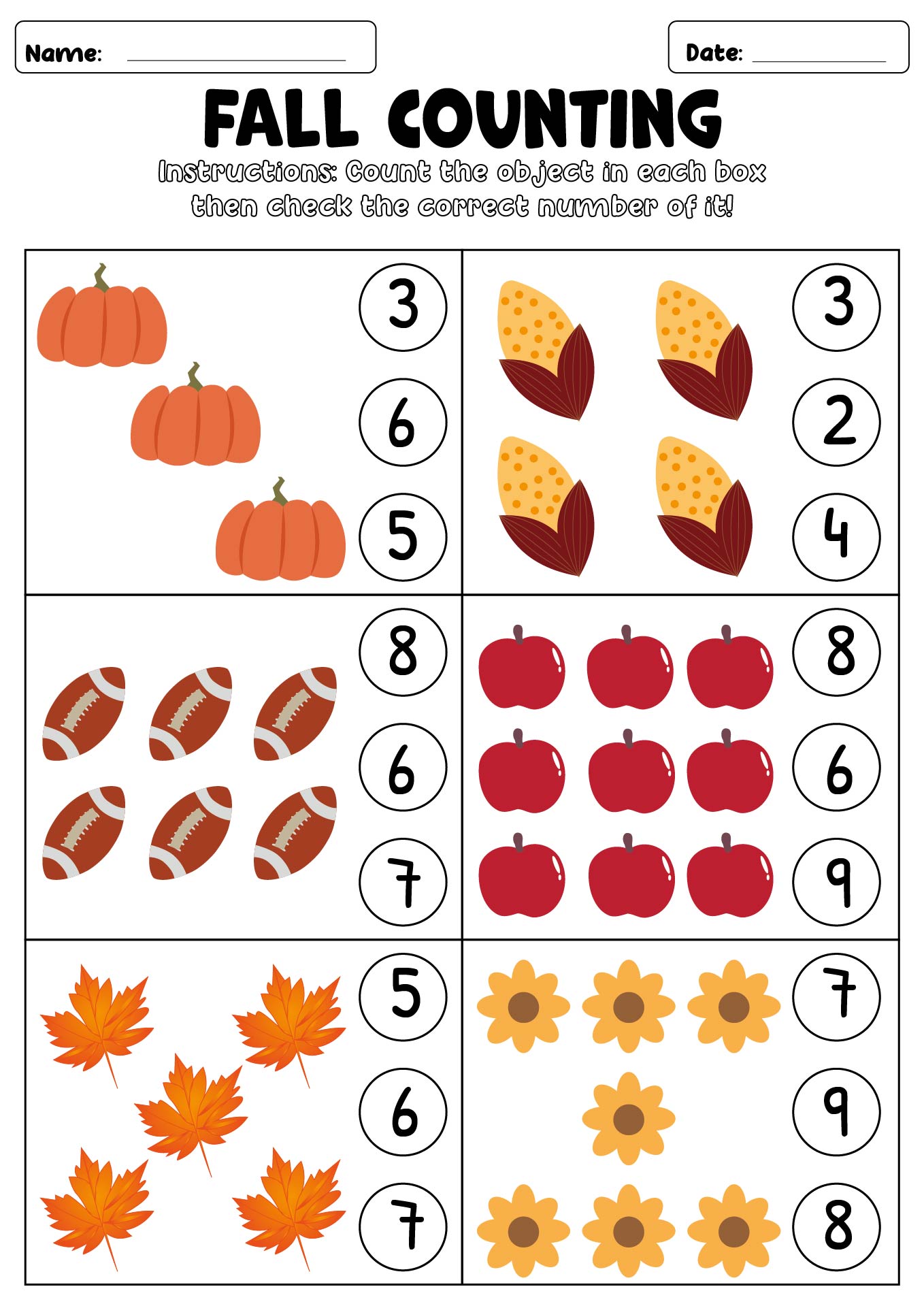 Printable Fall Math Worksheets for Kindergarten Printable Fall Math Worksheets for Kindergarten