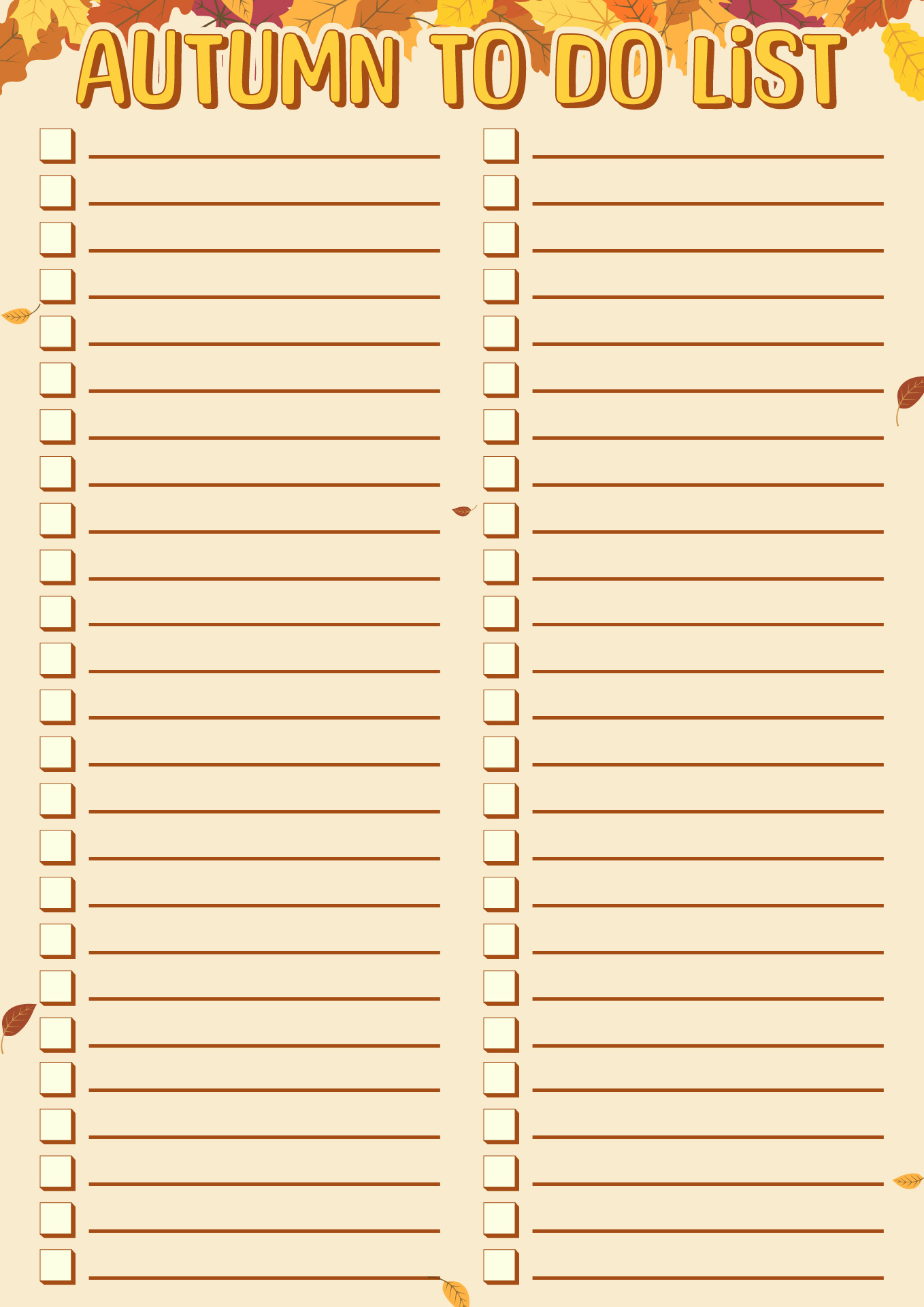 Printable Fall Season To-Do List Printable Fall Season To-Do List