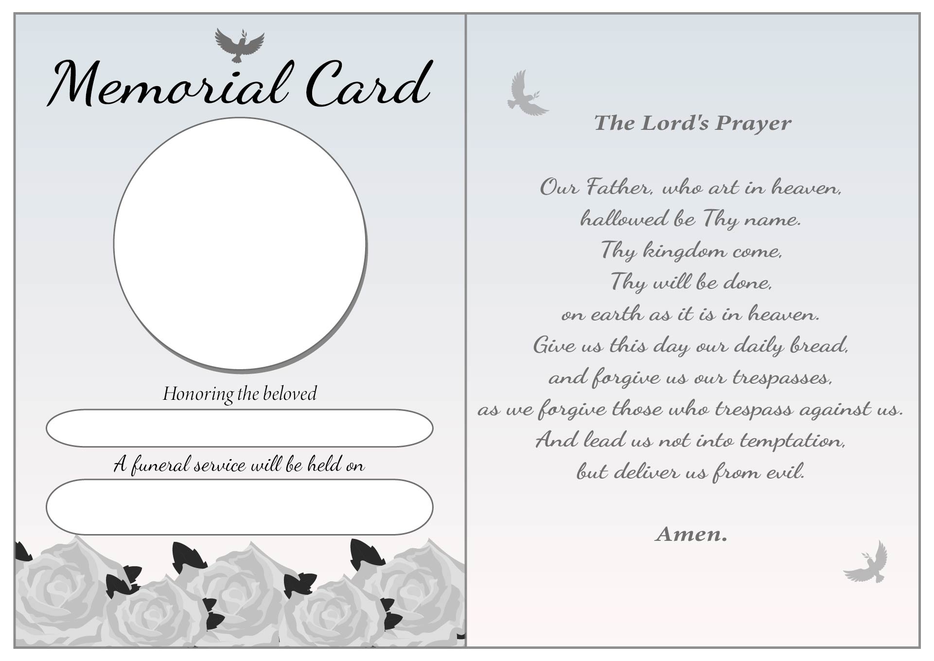 Printable Funeral Prayer Cards