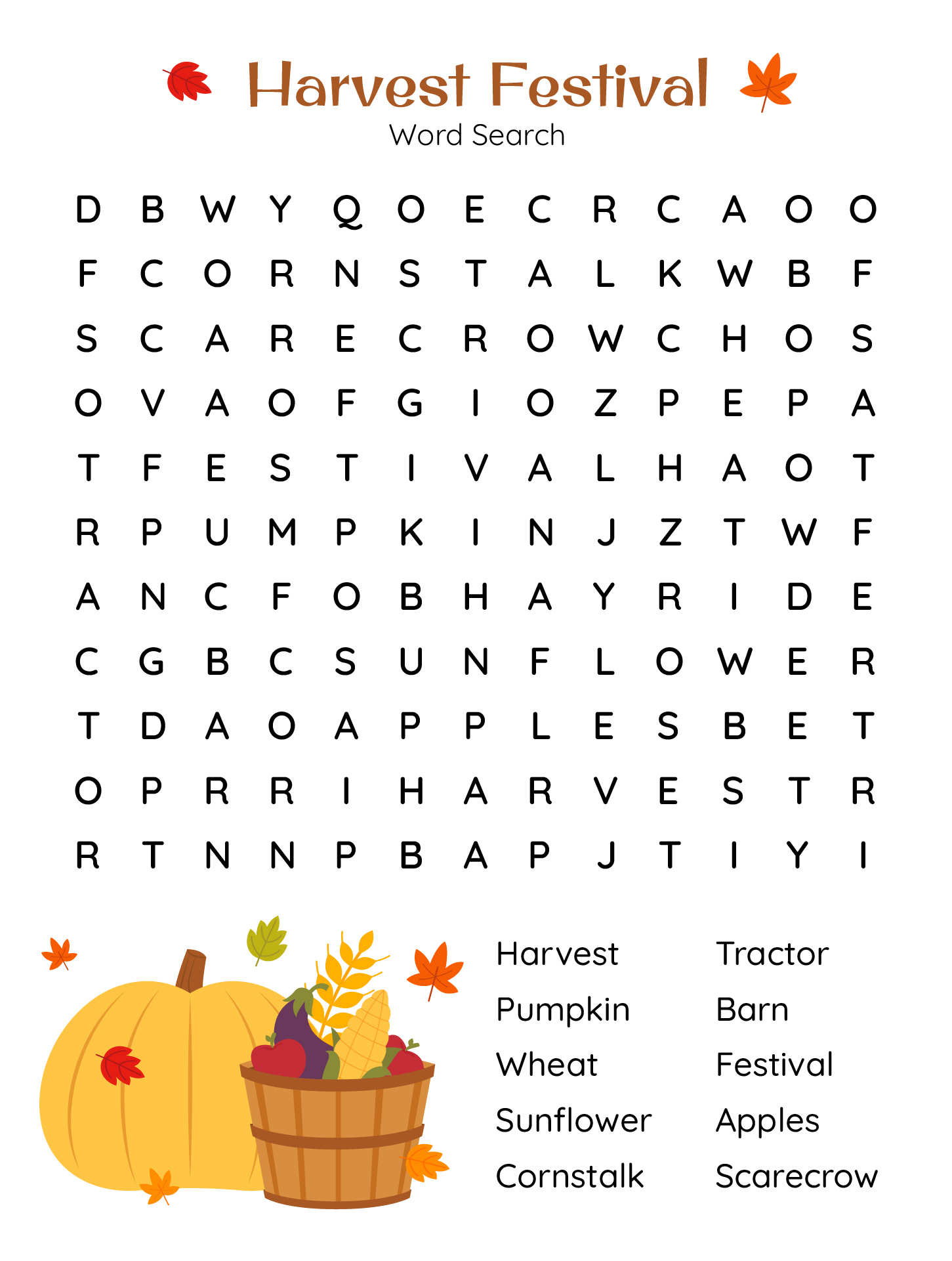 Printable Harvest Festival Word Searches Printable Harvest Festival Word Searches