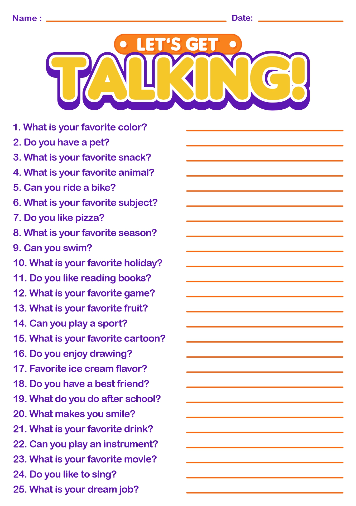 Printable Icebreaker Questions for Students Worksheet Printable Icebreaker Questions for Students Worksheet