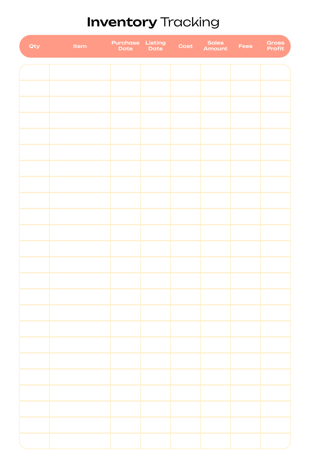 Printable Inventory Tracking Sheets