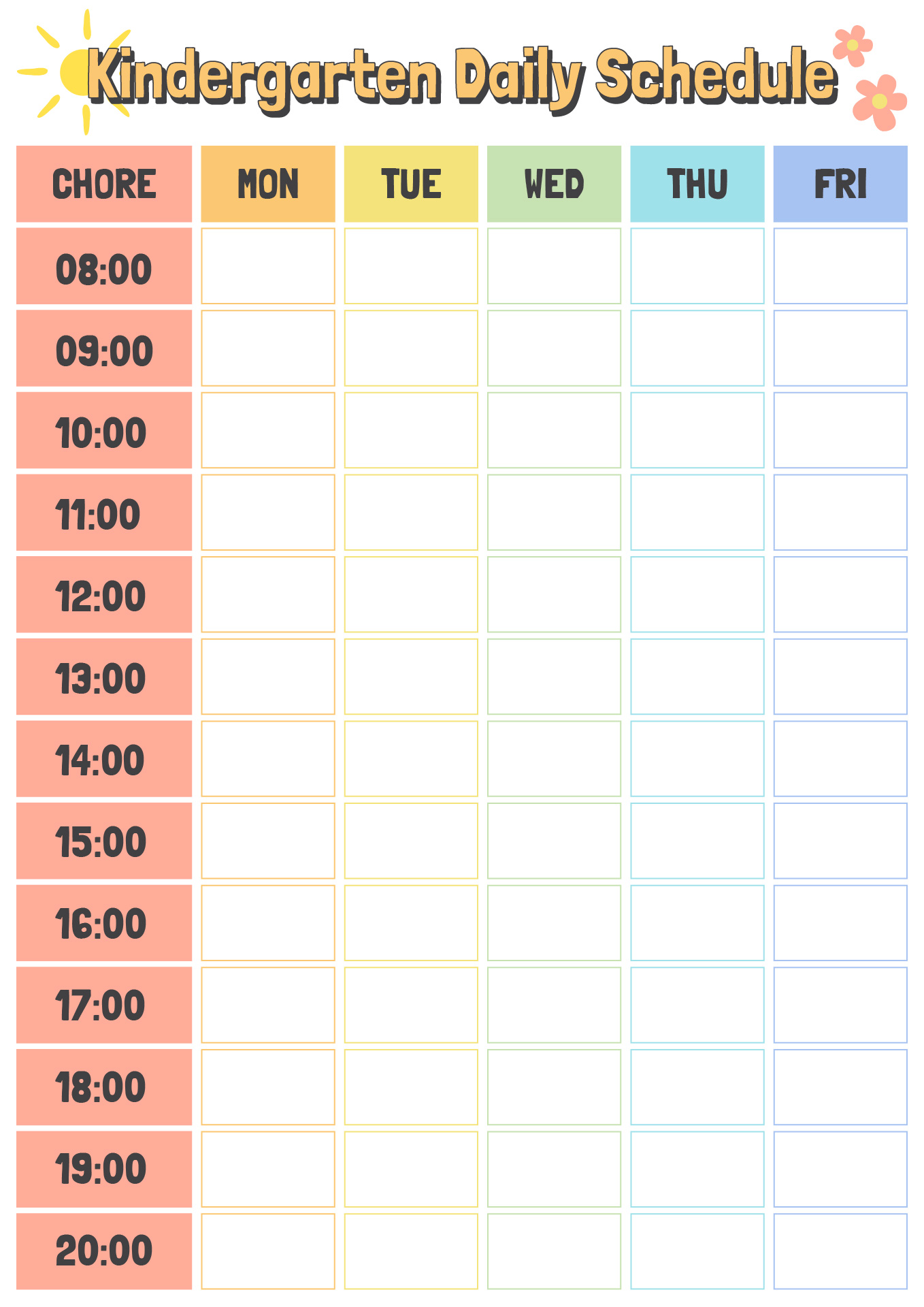 Printable Kindergarten Daily Agenda