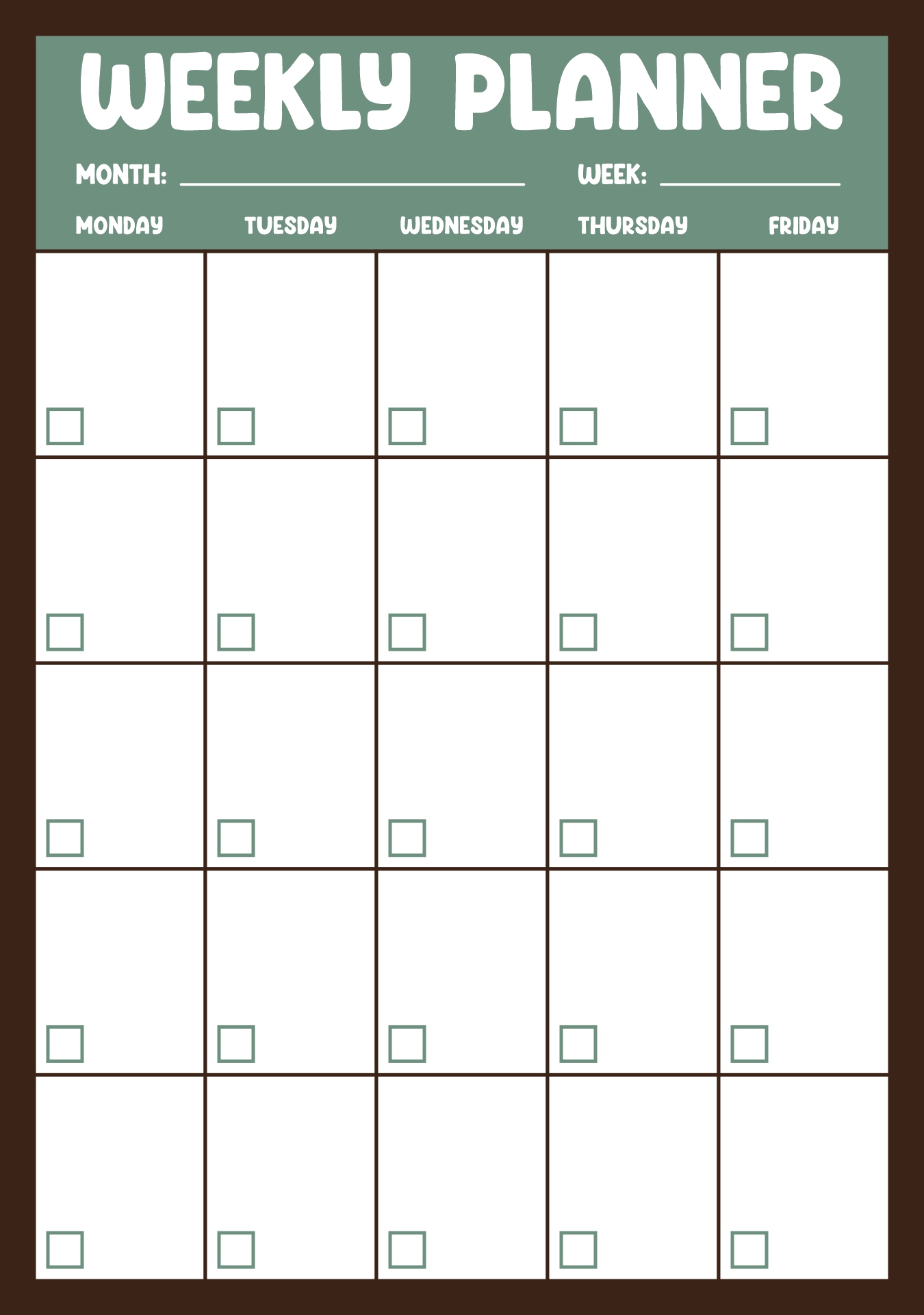 Printable Monthly Calendar with 5 Day Focus Printable Monthly Calendar with 5 Day Focus