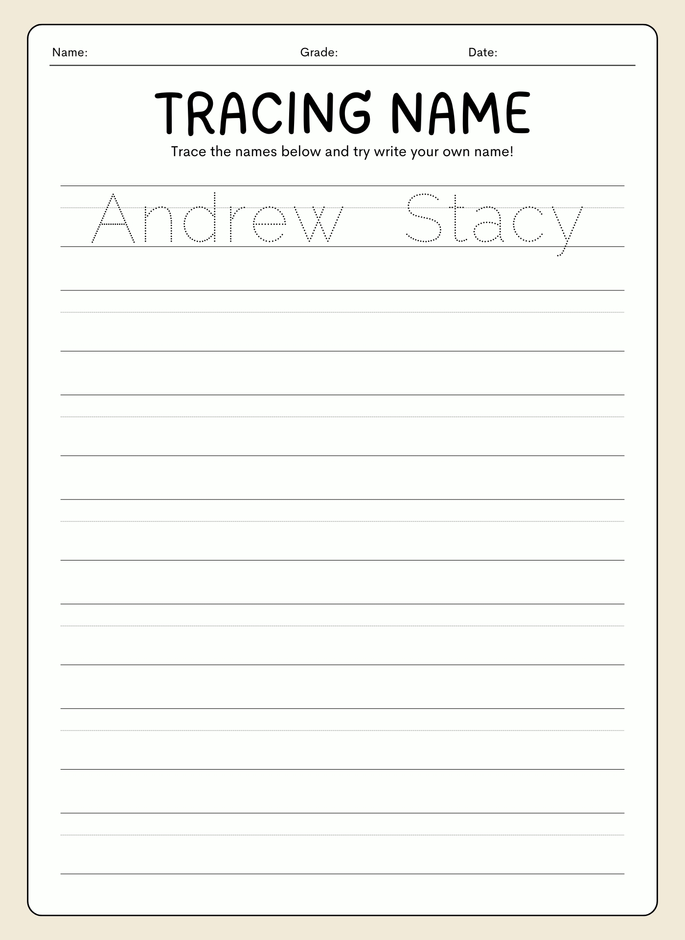 Printable Name Tracing Worksheets for Preschool Printable Name Tracing Worksheets for Preschool