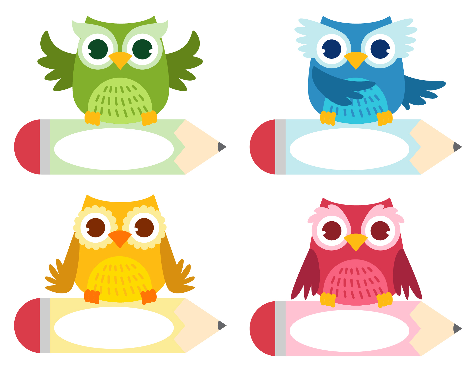 Printable Owl Name Stickers for Locker Tags