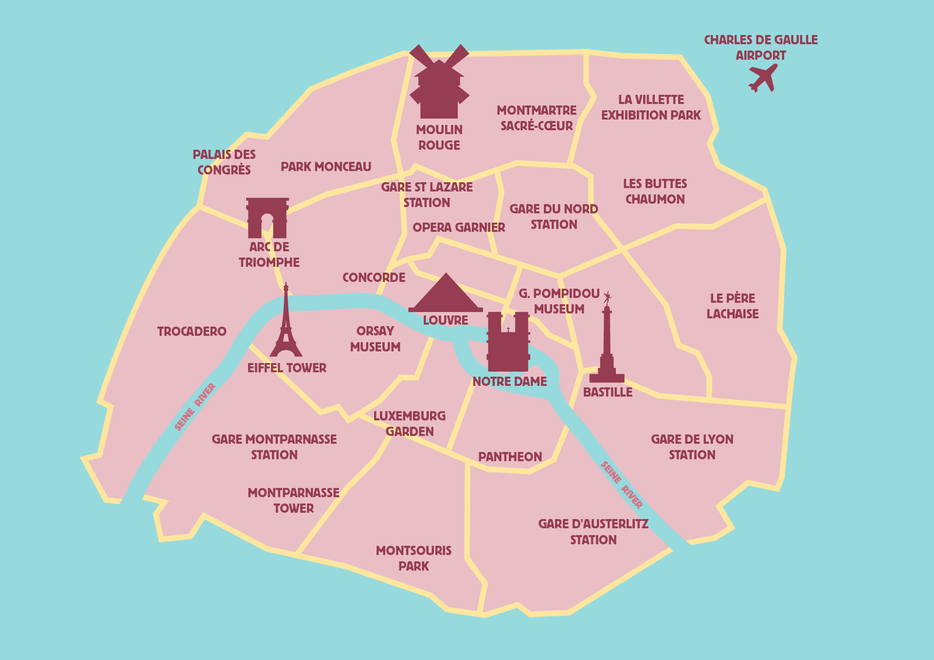 Printable Paris Tourist Map